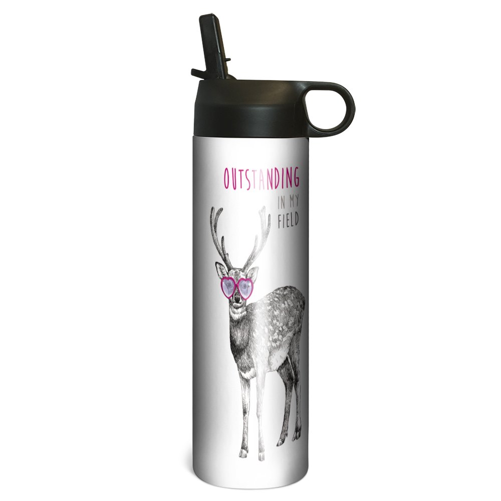 Boho Deer Vacuum-Insulated Stainless Steel Tumbler with Straw - 17oz Reusable Travel Mug for Coffee, Tea & Cold Drinks - Perfect for Office, Gym & Outdoor Adventures