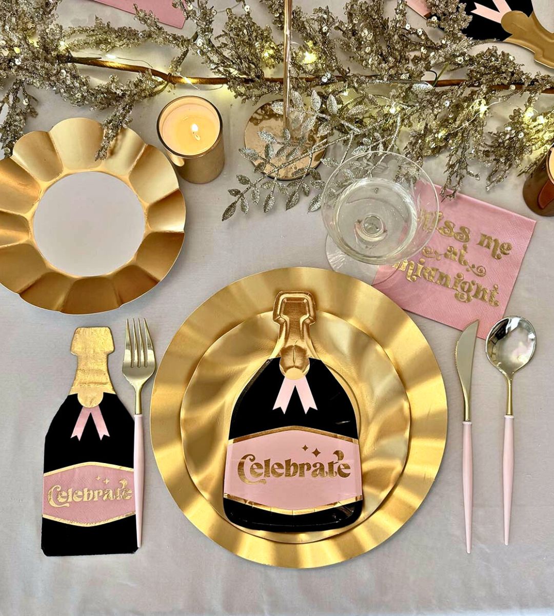 Romantic Kiss Me at Midnight Table Set for Valentine's Dinner - Elegant Dining Decor for Couples & Anniversaries