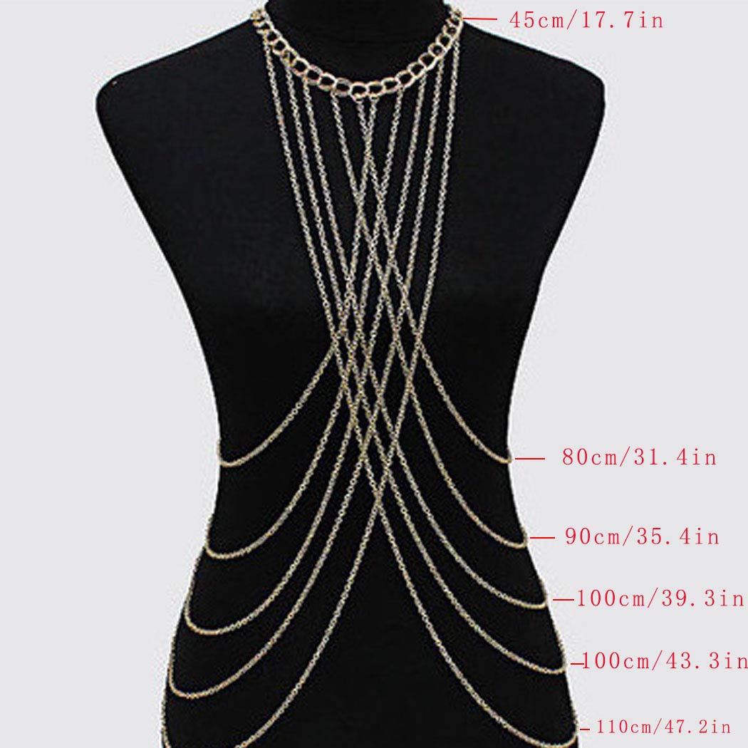 Sexy Body Chain Bra Crossover Jewelry - Adjustable Bikini Necklace Harness for Women | Perfect for Beach Parties, Music Festivals & Boudoir Photography