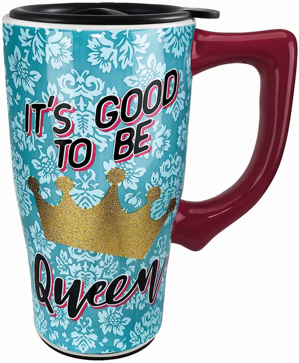 Good to Be Queen Ceramic Travel Mug - 16oz Insulated Coffee Cup with Lid, Perfect for Hot & Cold Drinks - Ideal for Office, Commute, and Travel