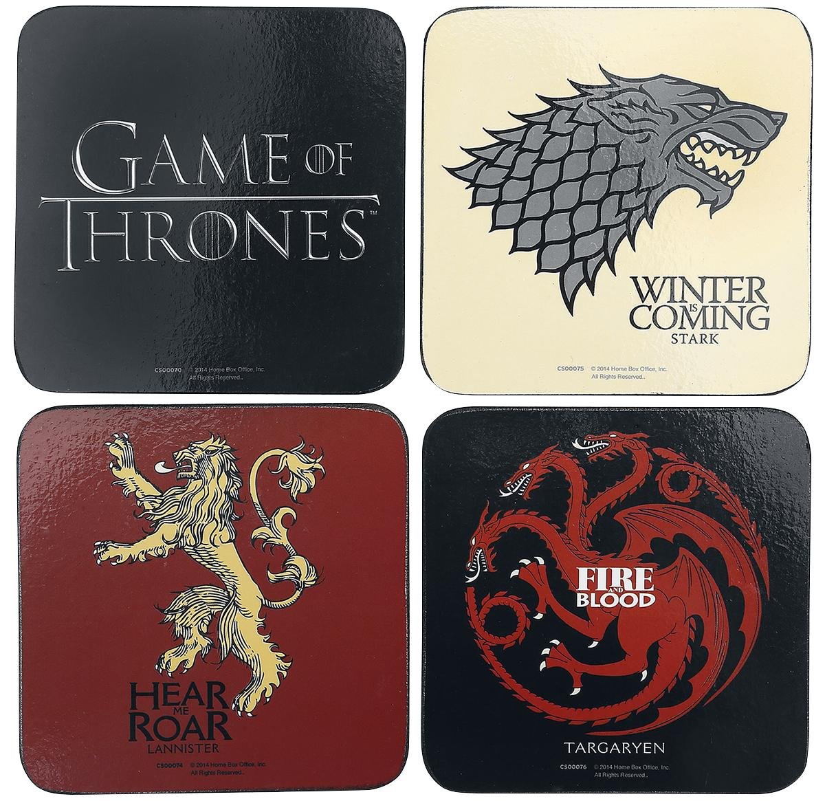Game of Thrones Coaster Set - 4 Melamine Drink Protectors for Home & Bar Use