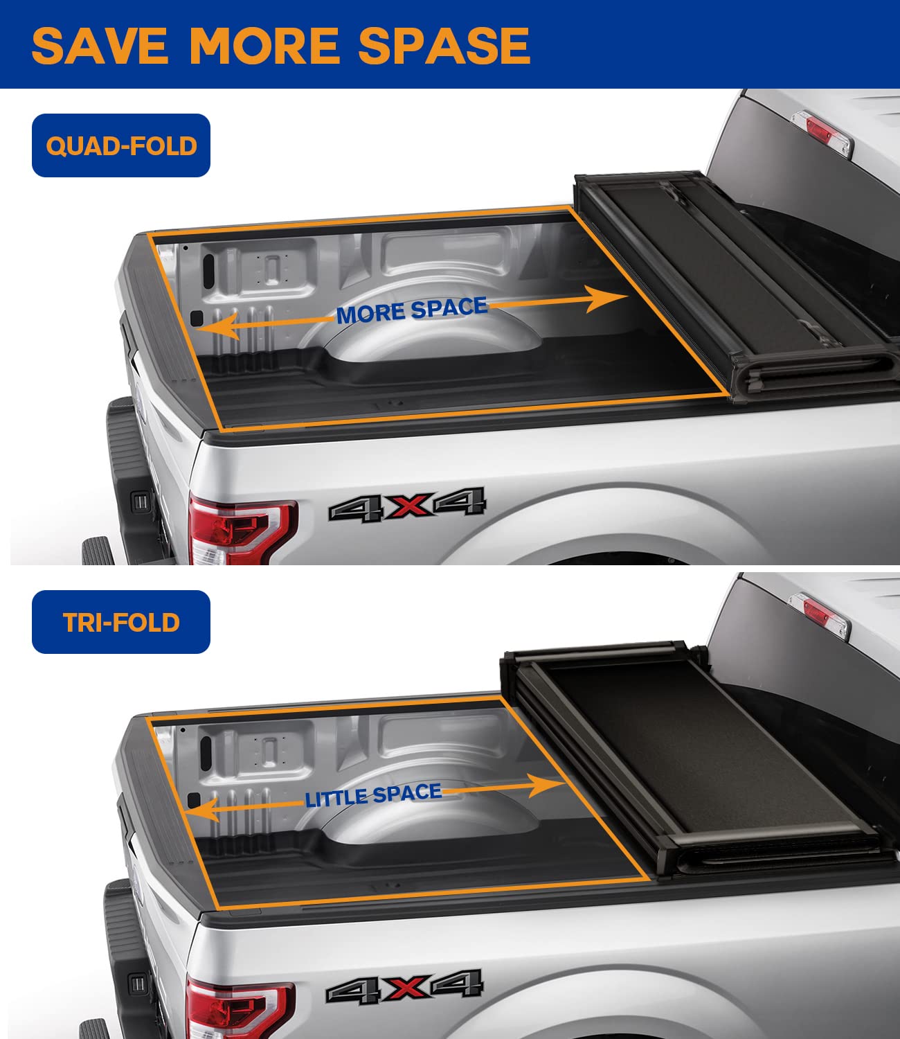 5.8ft Soft Quad-Fold Truck Bed Cover for 2007-2025 Chevy Silverado & GMC Sierra 1500 Fleetside | Waterproof Tonneau Cover | Durable & Easy Installation | Perfect for Camping, Hauling & Outdoor Adventures