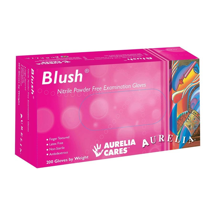 Aurelia Blush Disposable Nitrile Gloves - Box of 200, Powder-Free, Latex-Free, Durable & Comfortable for Medical, Food Handling, Cleaning & Tattoo Use