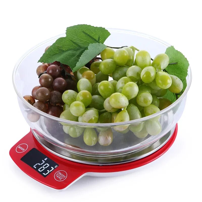 ANYCO Anygleam Digital Stainless Steel Kitchen Scale - 3kg/6.6lb Capacity, Precision Food Scale for Baking, Cooking & Portion Control - Compact Round Design in Red (Ideal for Home Kitchen & Professional Use)