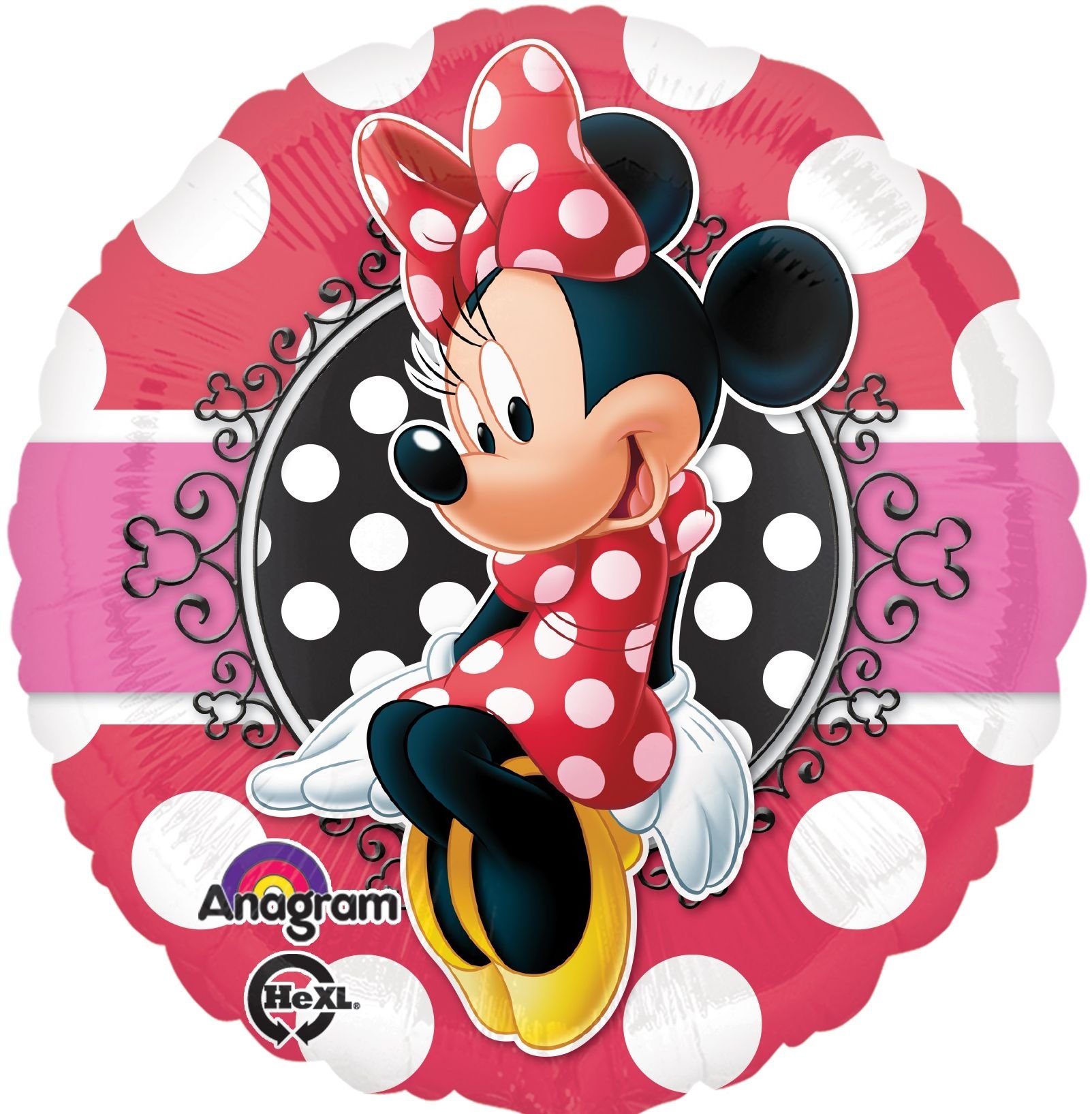 Minnie Mouse Happy Birthday Balloon Bouquet Set - 7pc Red Polka Dot Party Decorations for Girls Birthday, Baby Shower & Disney Themed Celebrations