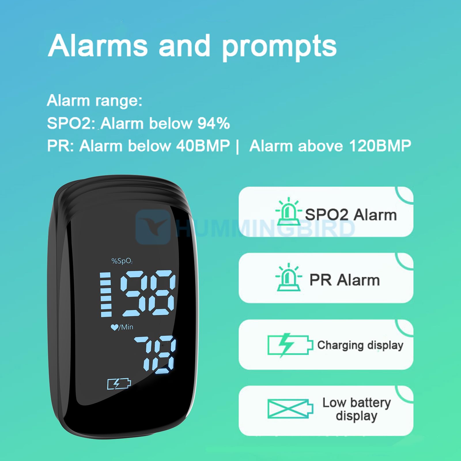 Accurate Rechargeable Fingertip Pulse Oximeter - Fast SpO2 & Blood Oxygen Saturation Monitor - Portable Oxygen Meter for Home, Travel & Sports - Black