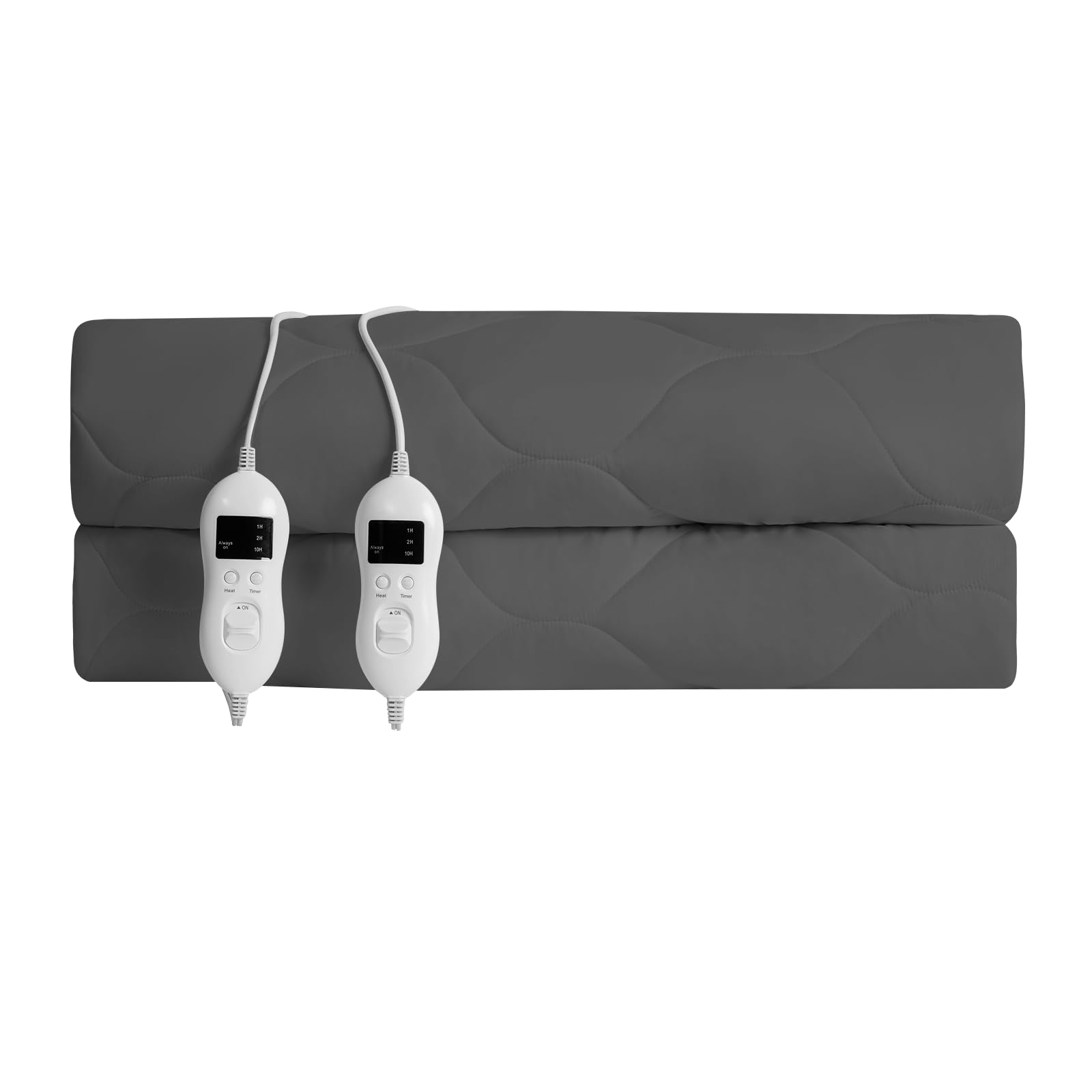 Queen Size Heated Mattress Pad with Dual Temperature Control - Auto Shut Off Electric Blanket for Couples - Machine Washable Deep Pocket Electric Bed Warmer in Grey - Perfect for Cold Nights & Winter Comfort