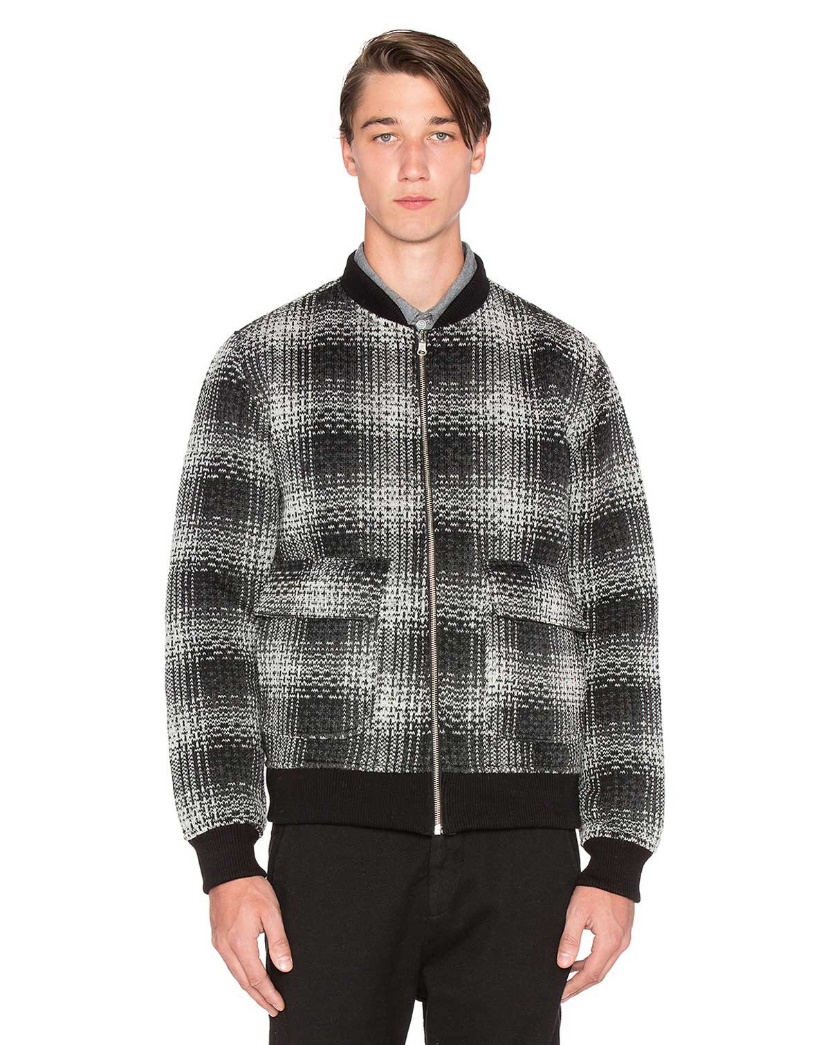 Men's Reversible Bomber Jacket - Plaid & Solid Black/White - Small Size | Stylish Outerwear for Casual Wear, Work & Travel