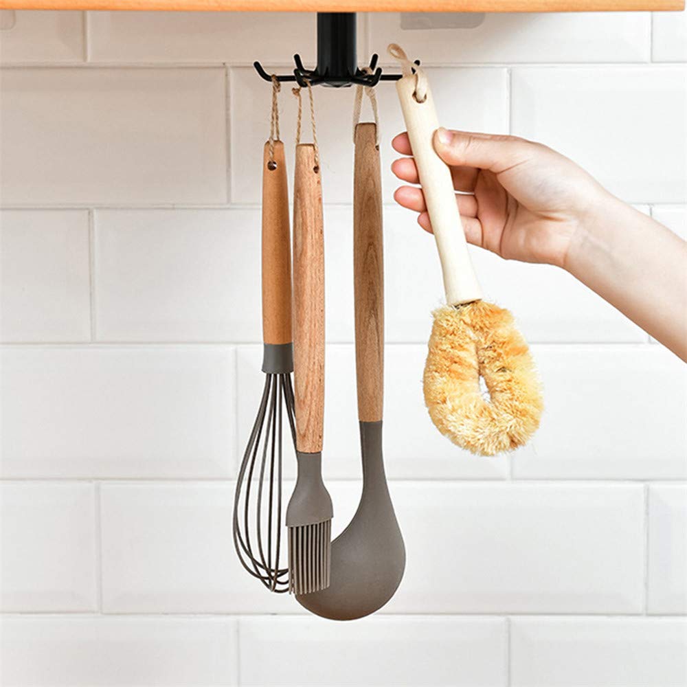 Rotating Wall Hooks - Heavy Duty Wall Mounted Coat Hanger for Kitchen, Bathroom & Entryway Storage - Space Saving Home Organization Accessories (Black) - Perfect for Hanging Coats, Towels, Keys & Kitchen Utensils