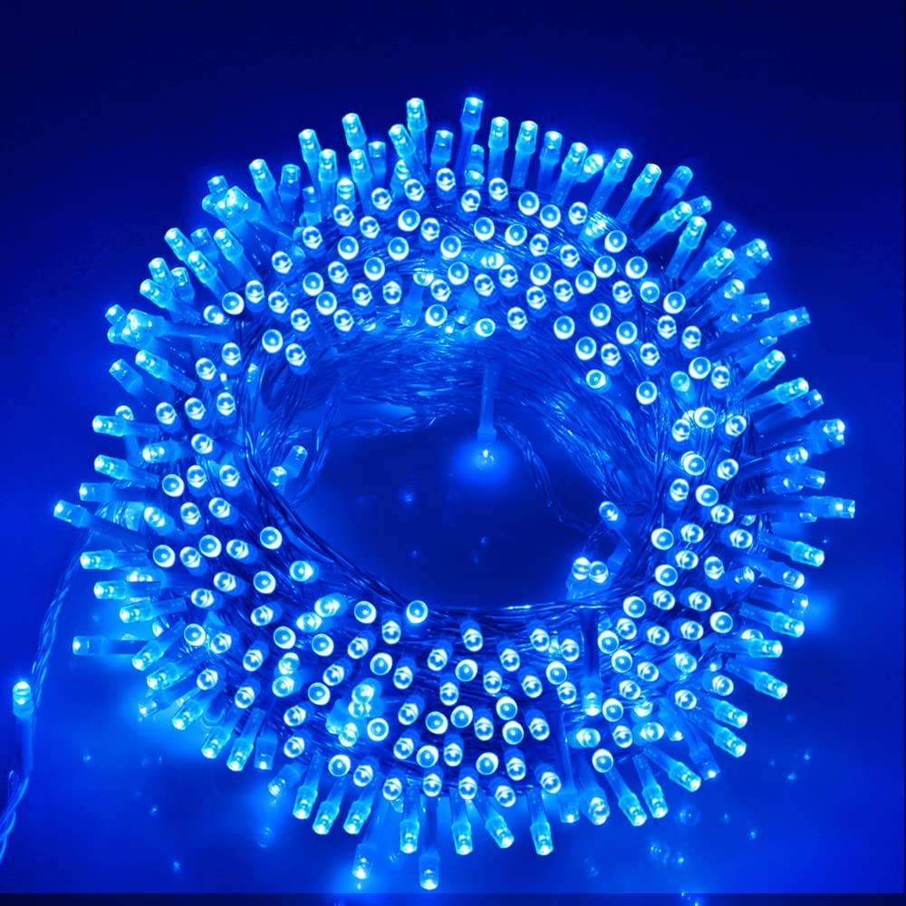 200LED Blue Christmas Lights - 66Ft Waterproof Plug-in String Lights with 8 Modes for Indoor & Outdoor Holiday Decor | Perfect for Christmas Trees, Halloween Parties, Bedroom, Garden, and Patio Lighting (Clear Wire)