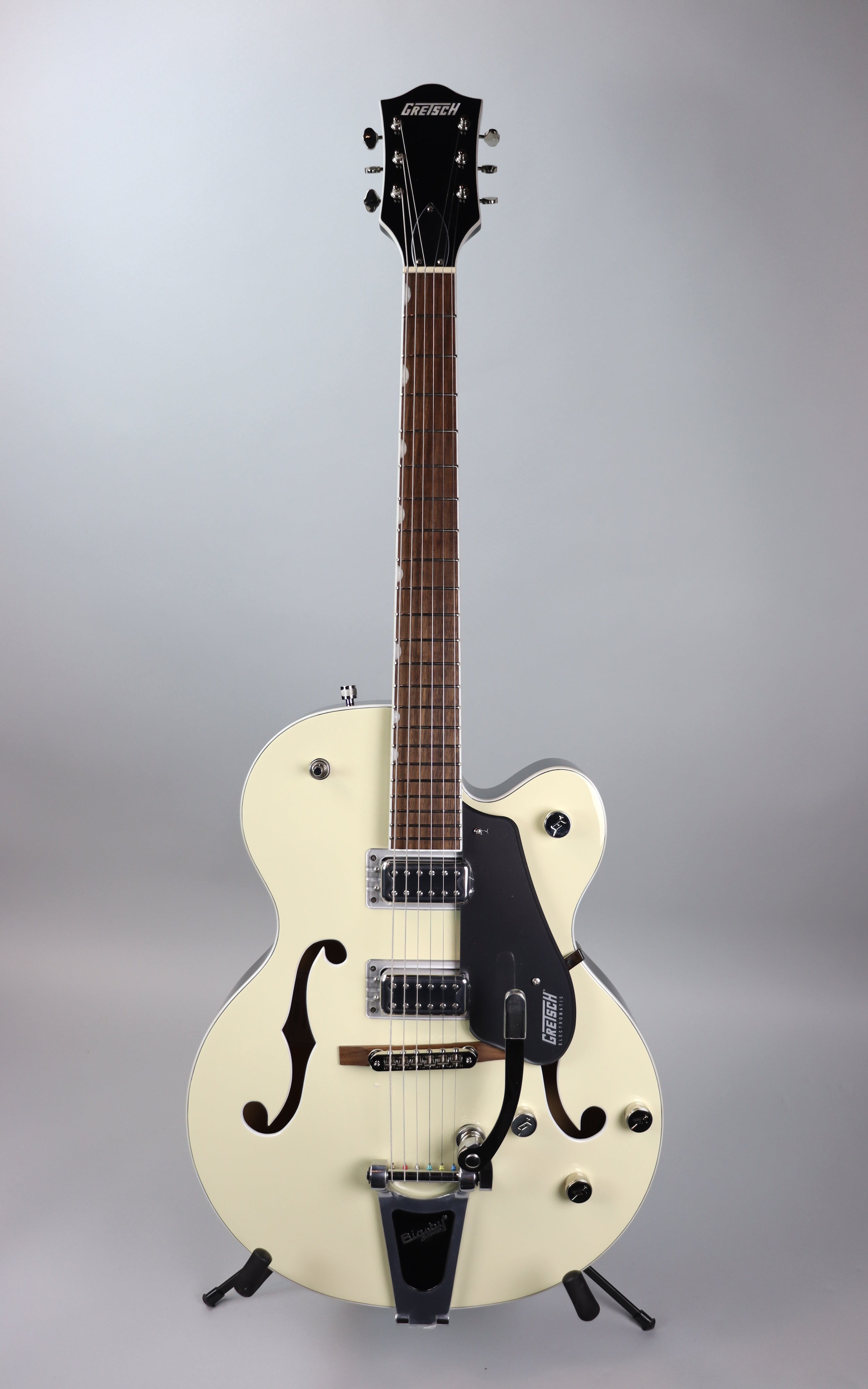 Gretsch G5420T Electromatic Classic Hollow Body Electric Guitar with Bigsby Tremolo - Vintage White & London Grey Finish | Perfect for Jazz, Blues & Rock Performances