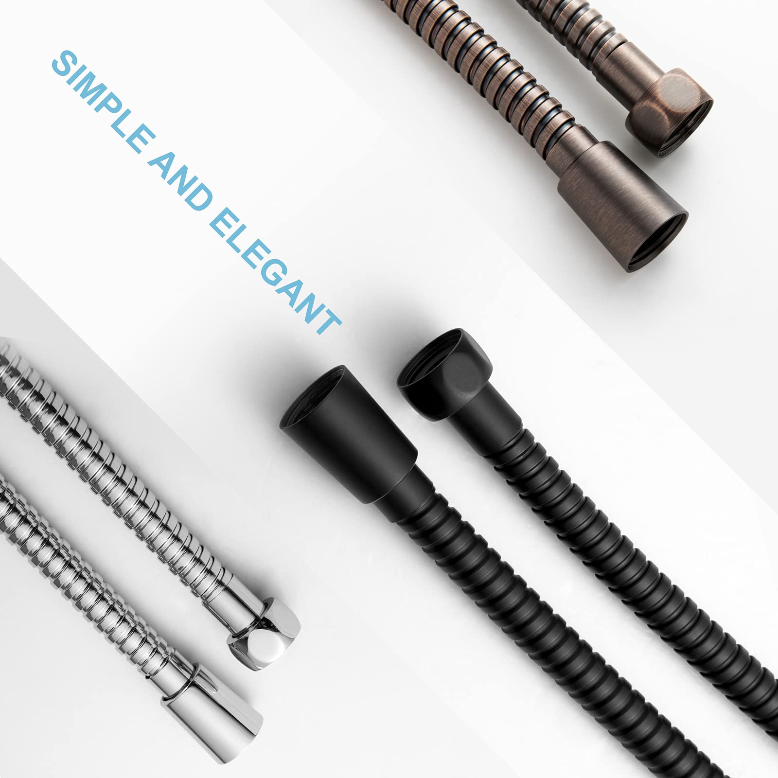 OFFO 80 Inch Stainless Steel Shower Hose - Kink-Free, Electroplated Matte Black with Brass Fittings - Perfect for Handheld Shower Heads & Pet Bathing - Durable Flexible Extension Hose for Bathroom & Cleaning