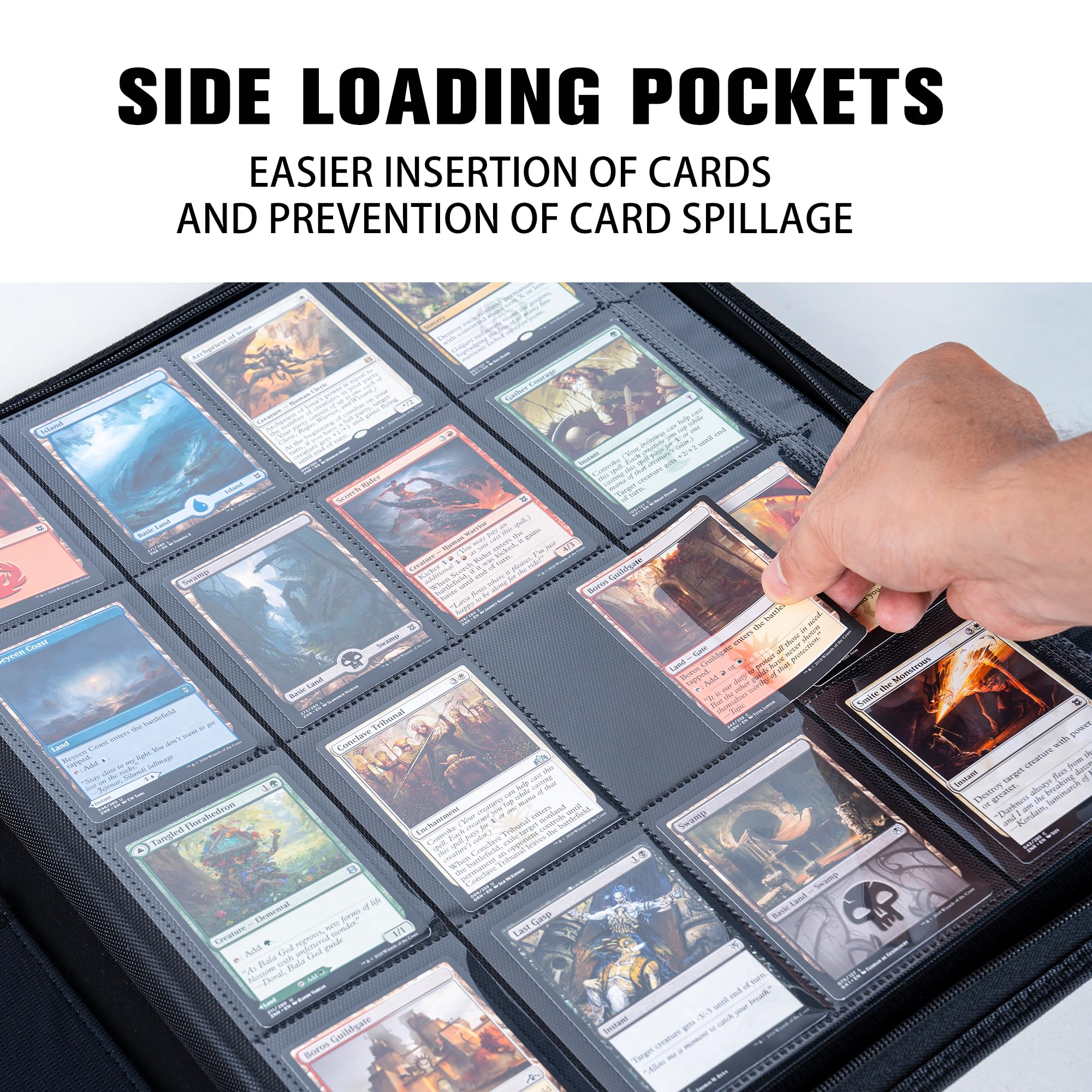 Premium 1000+ Pocket Trading Card Binder - 16 Side Loading Pockets per Page, Ringless TCG Card Album for Pokemon, MTG & Yu-Gi-Oh - Black | Perfect for Collectors, Tournaments & Card Storage