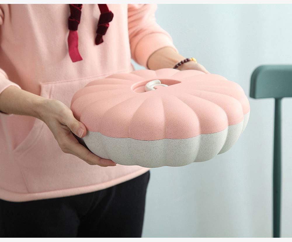 Pumpkin Shaped Snack Serving Tray with Lid - Multi Section Appetizer Plates & Snack Bowls for Party, Halloween, Thanksgiving - Perfect for Storing Dried Fruits, Nuts, Candies, Fruits (Pink)