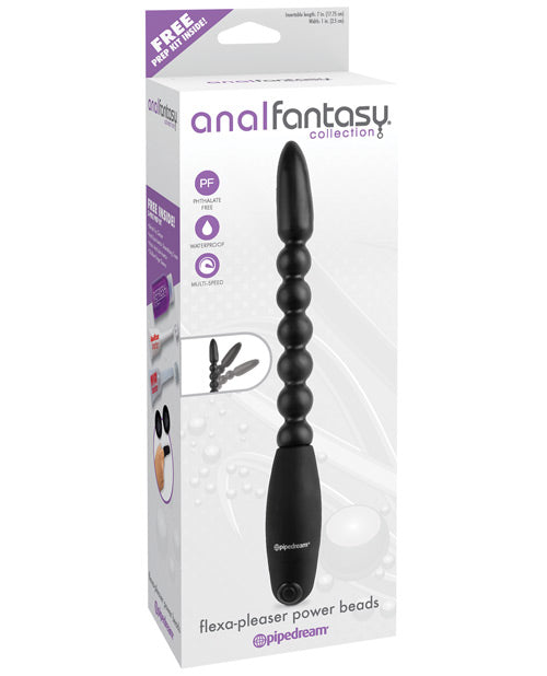Anal Fantasy Collection Flexa Pleaser Power Beads - 7 Inch Waterproof Black Anal Beads for Couples & Solo Play - Perfect for Sensual Massage, Foreplay & Intimate Exploration