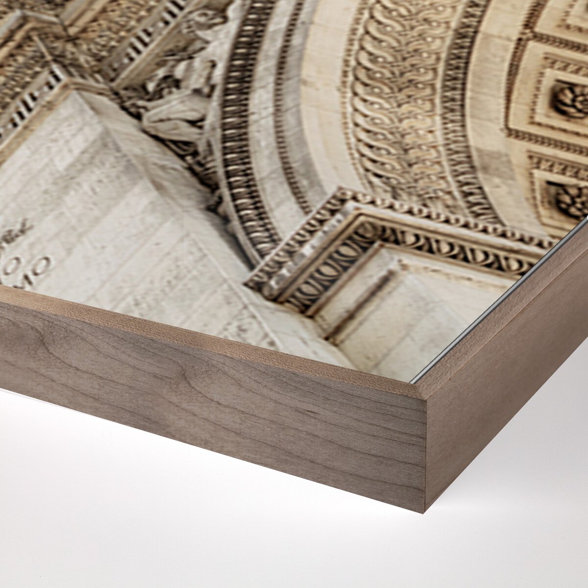 Arc De Triomphe by Guy Sargent - 32x24 Rustic Walnut Framed Metal Wall Art - Perfect for Living Room, Office & Home Decor