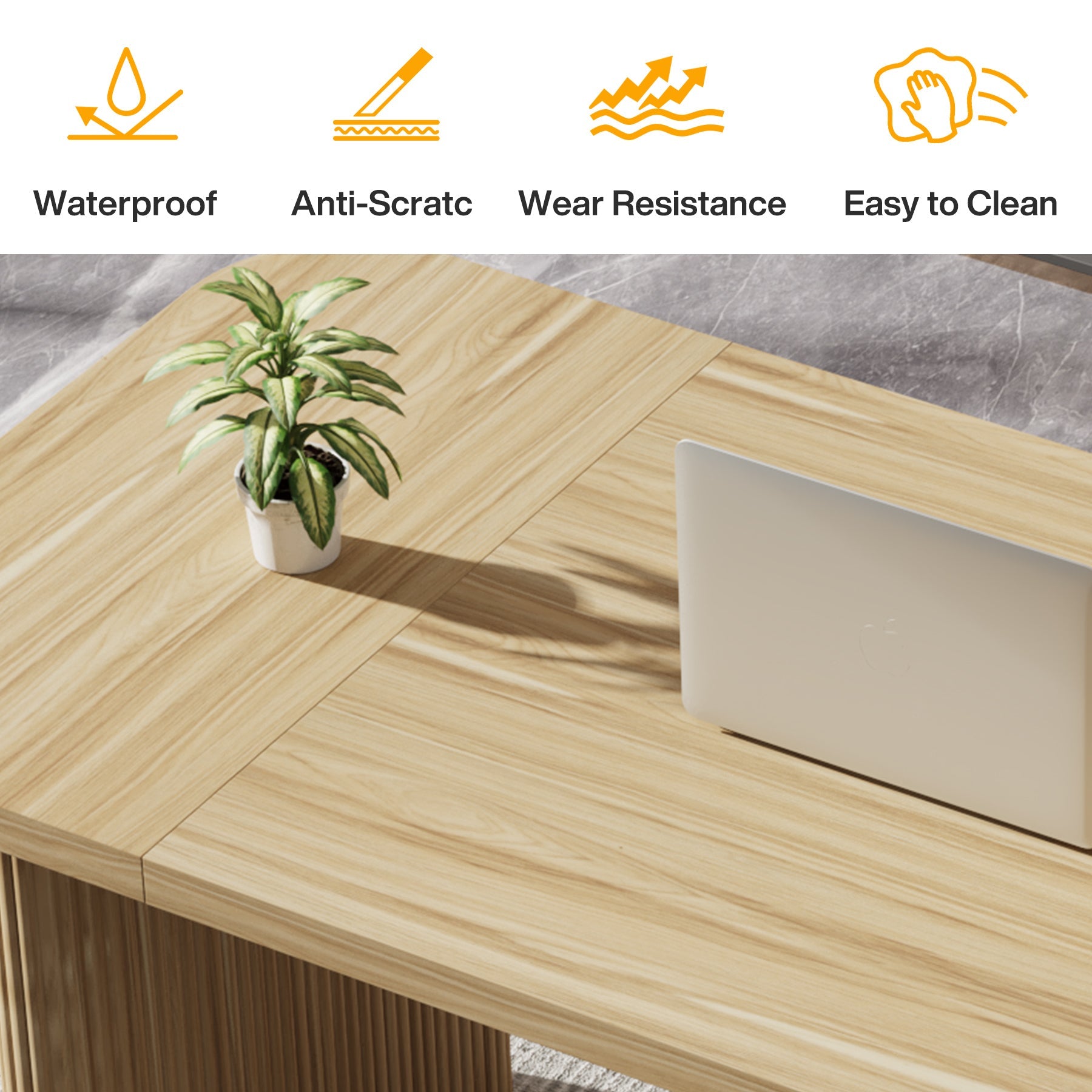 62.2 Inch Solid Wood Executive Desk - Modern Rectangular Office Desk for Computer Work & Writing | Perfect for Home Office, Study Room & Workspace