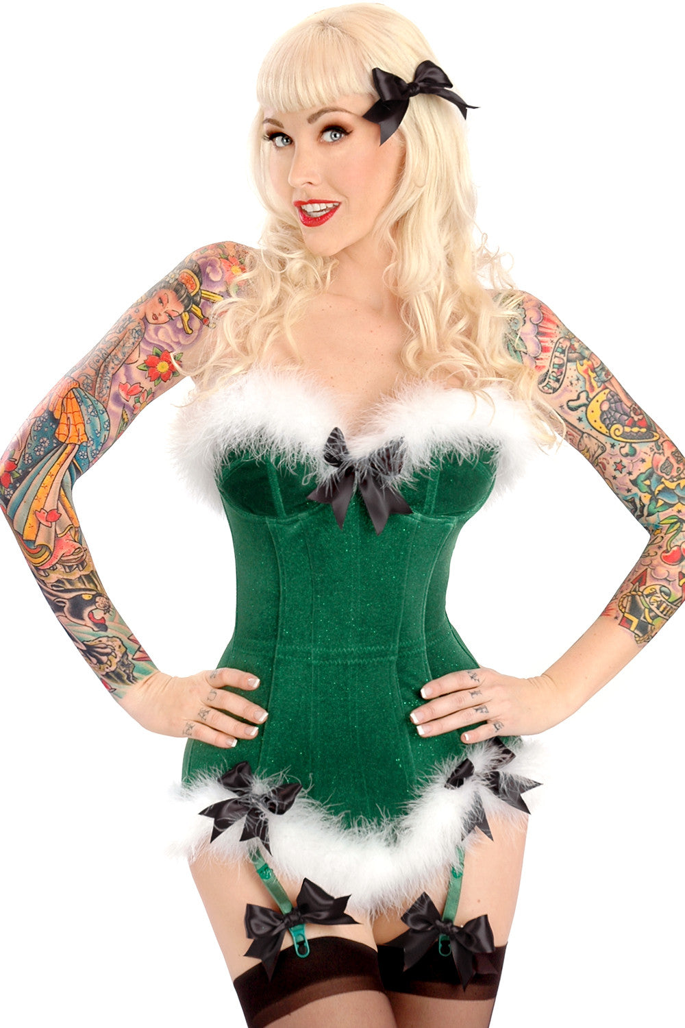 **Elegant Mistletoe Strapless Corset with Detachable Garters - Perfect for Bridal, Lingerie & Boudoir Photography**