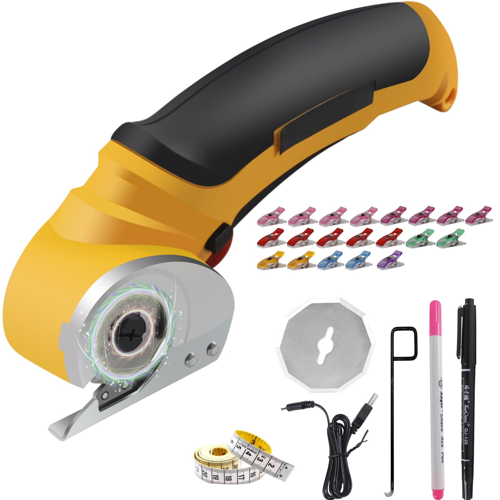 Cordless Electric Scissors - 4V Rechargeable Cardboard & Fabric Cutter with Replacement Blade | Perfect for DIY Crafts, Packaging, Leather Work & Home Improvement Projects