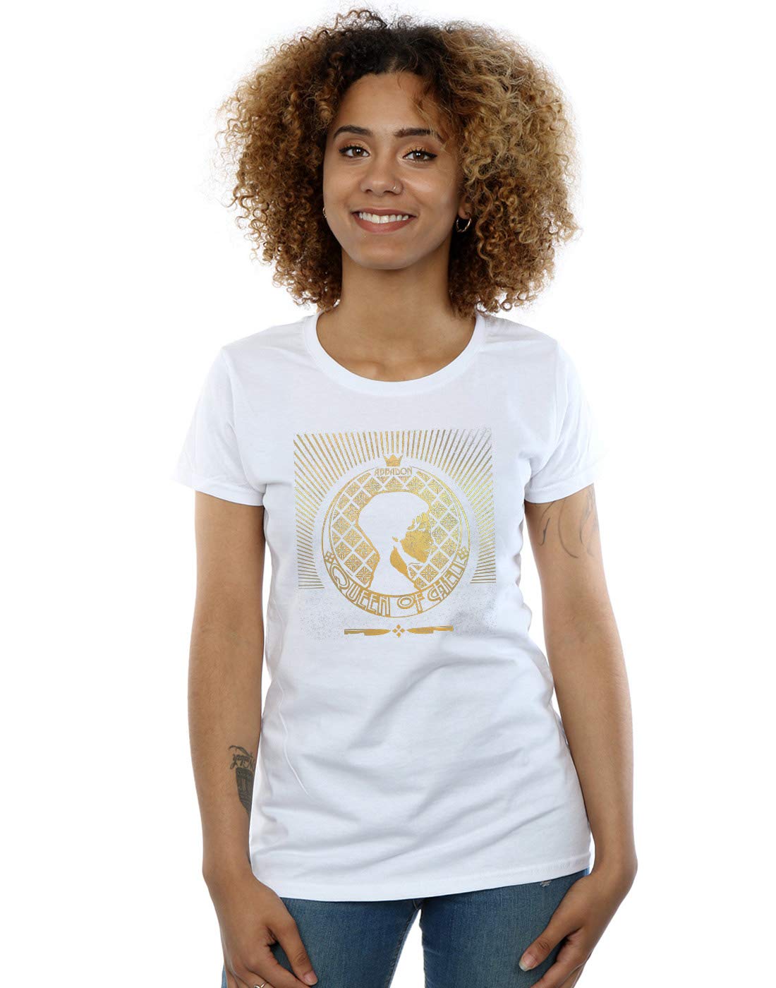 Supernatural Women's Abbadon Crest Graphic T-Shirt - White XX-Large | Soft Cotton Tee for Fans | Perfect for Cosplay, Conventions & Casual Wear