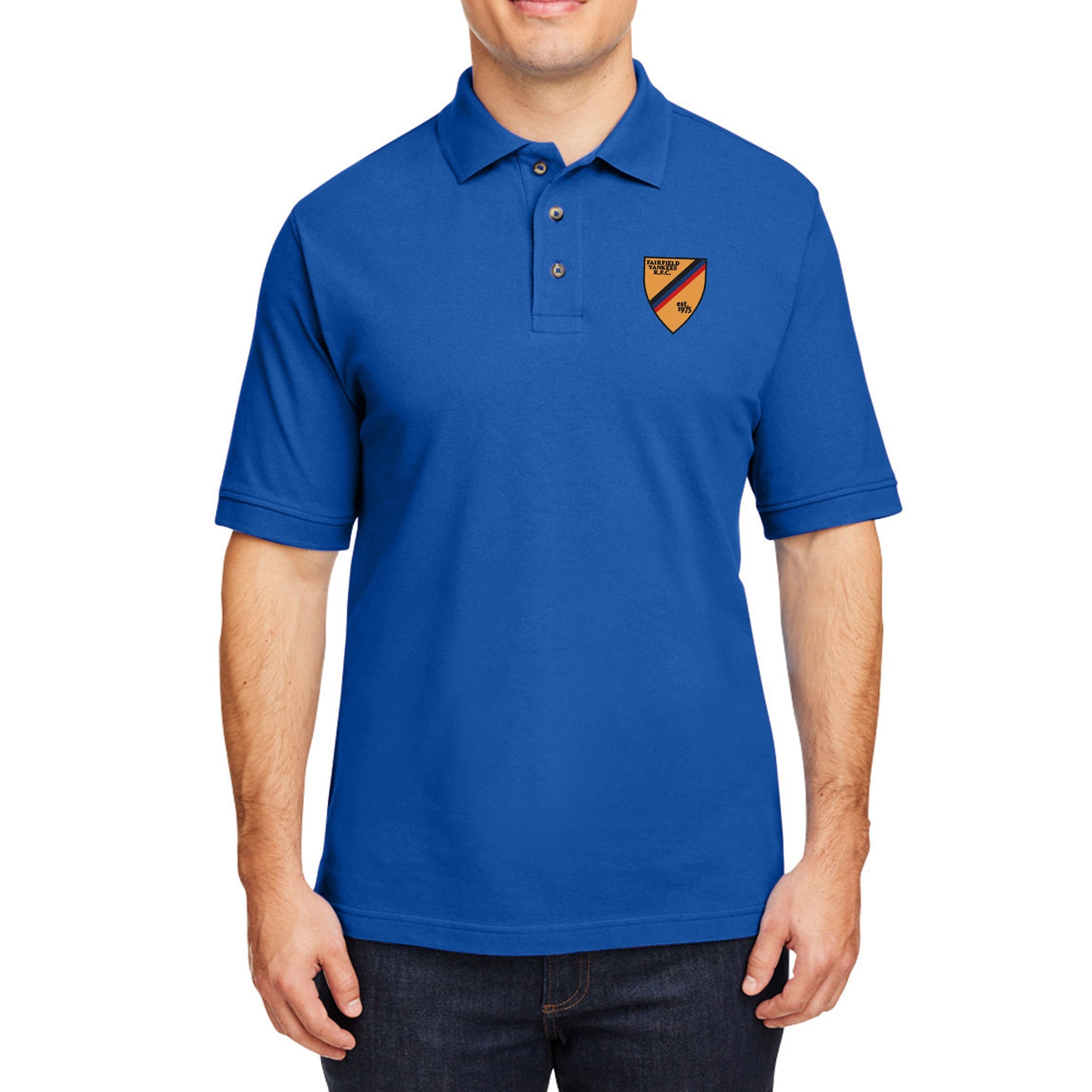 Fairfield Yankees RFC Ringspun Cotton Polo Shirt - Men's Breathable & Comfortable Performance Polo for Golf, Casual Wear & Sports