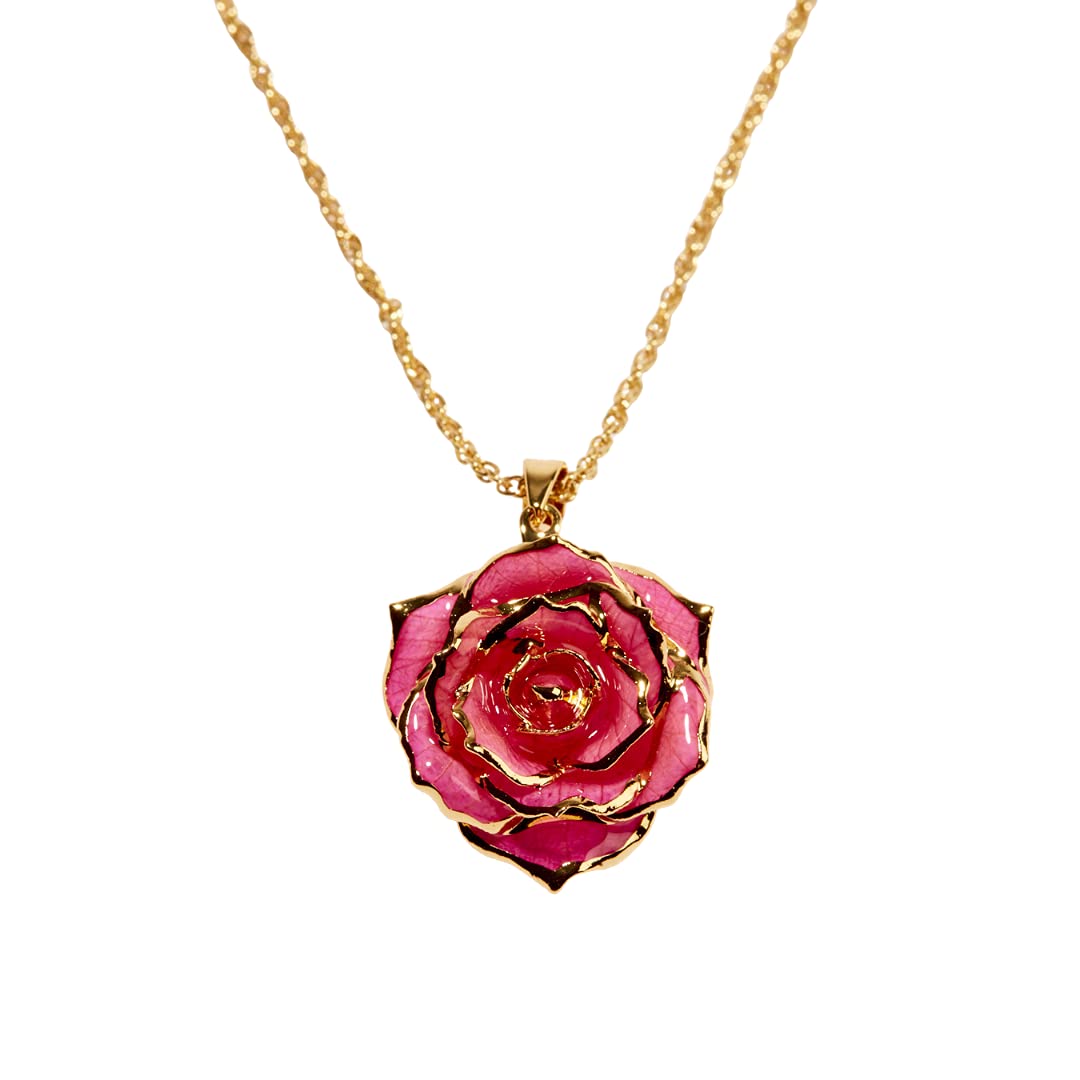 24K Gold Dipped Eternal Rose Necklace - Real Preserved Flower Jewelry for Women, Anniversary Gift, Valentine's Day Present, Birthday Keepsake - Perfect for Romantic Occasions & Special Moments