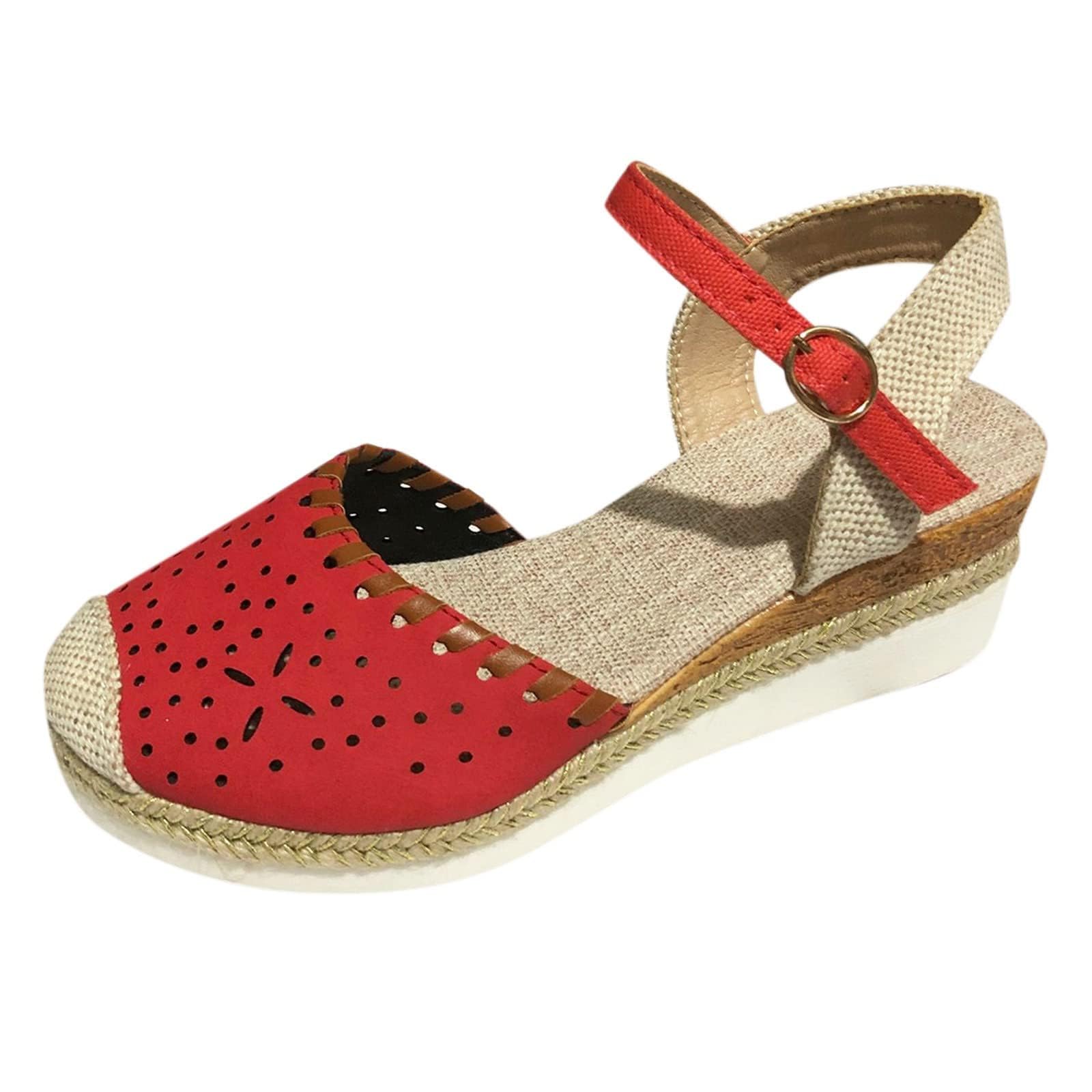 Women's Casual Summer Hollow-Out Wedge Sandals - Comfortable Open-Toe Beach Shoes for Walking, Travel & Outdoor Activities