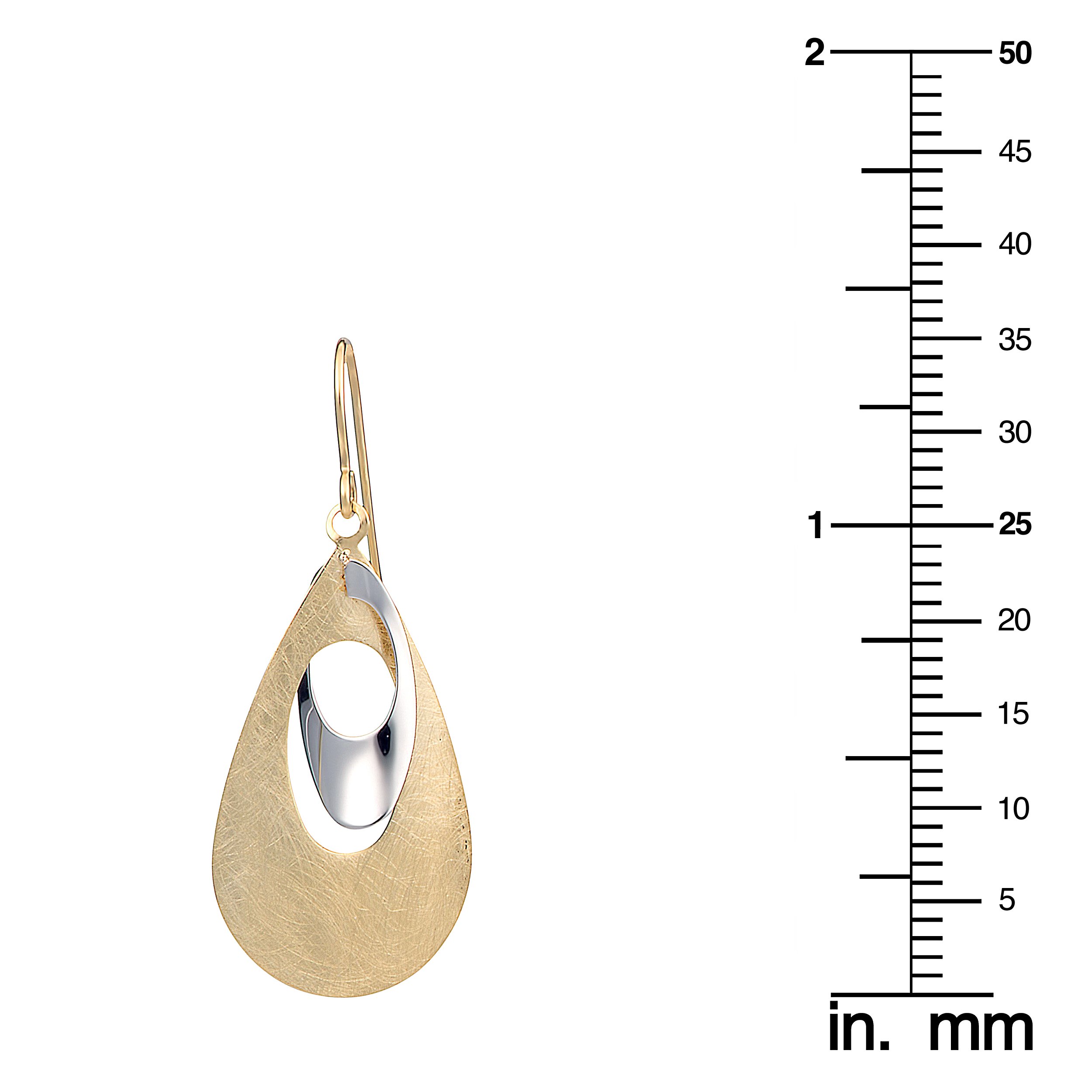 10K Two-Tone Gold Polish Finish Oval & Mixed Brush Teardrop Dangle Earrings for Women – Elegant Jewelry for Parties, Weddings & Special Occasions