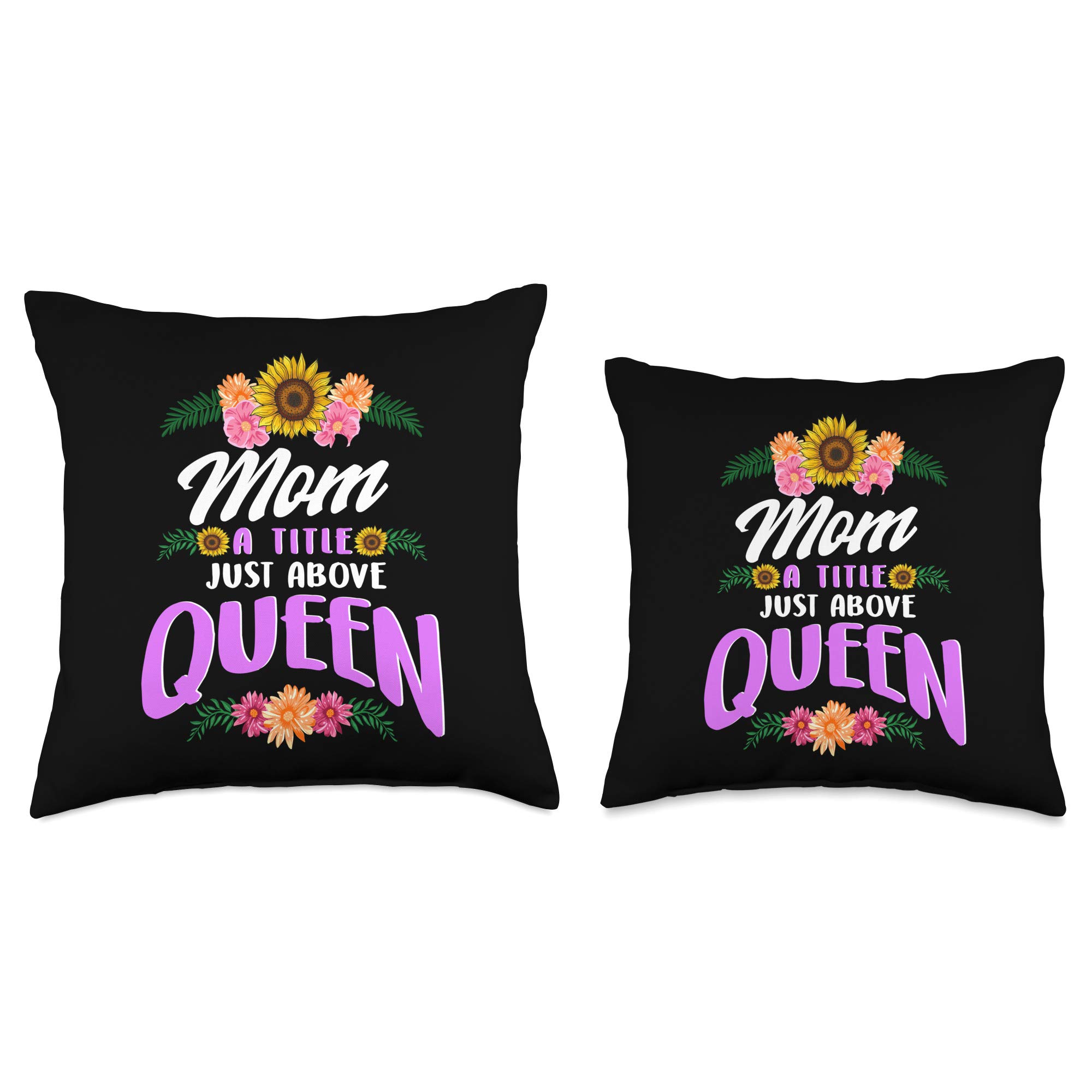 Queen Mom Mothers Day Gift - New Mama Wife Title Queen Throw Pillow - Perfect for Home Decor, Nursery, Living Room & Special Occasions
