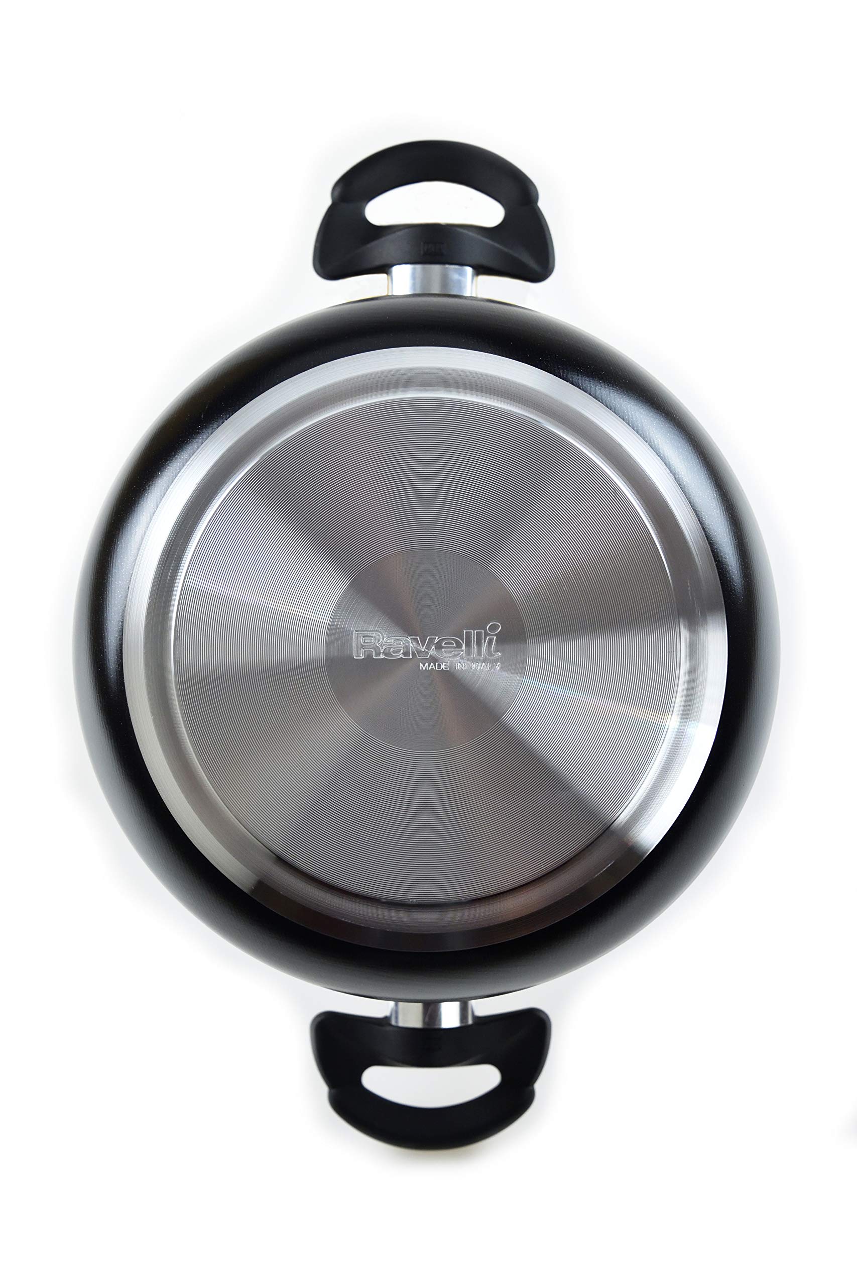 RAVELLI Italia Linea 30 Non-Stick Stock Pot with Glass Lid - 3.2 Quart Stainless Steel Cookware for Soups, Stews & Pasta - Perfect for Home Cooking & Professional Kitchens