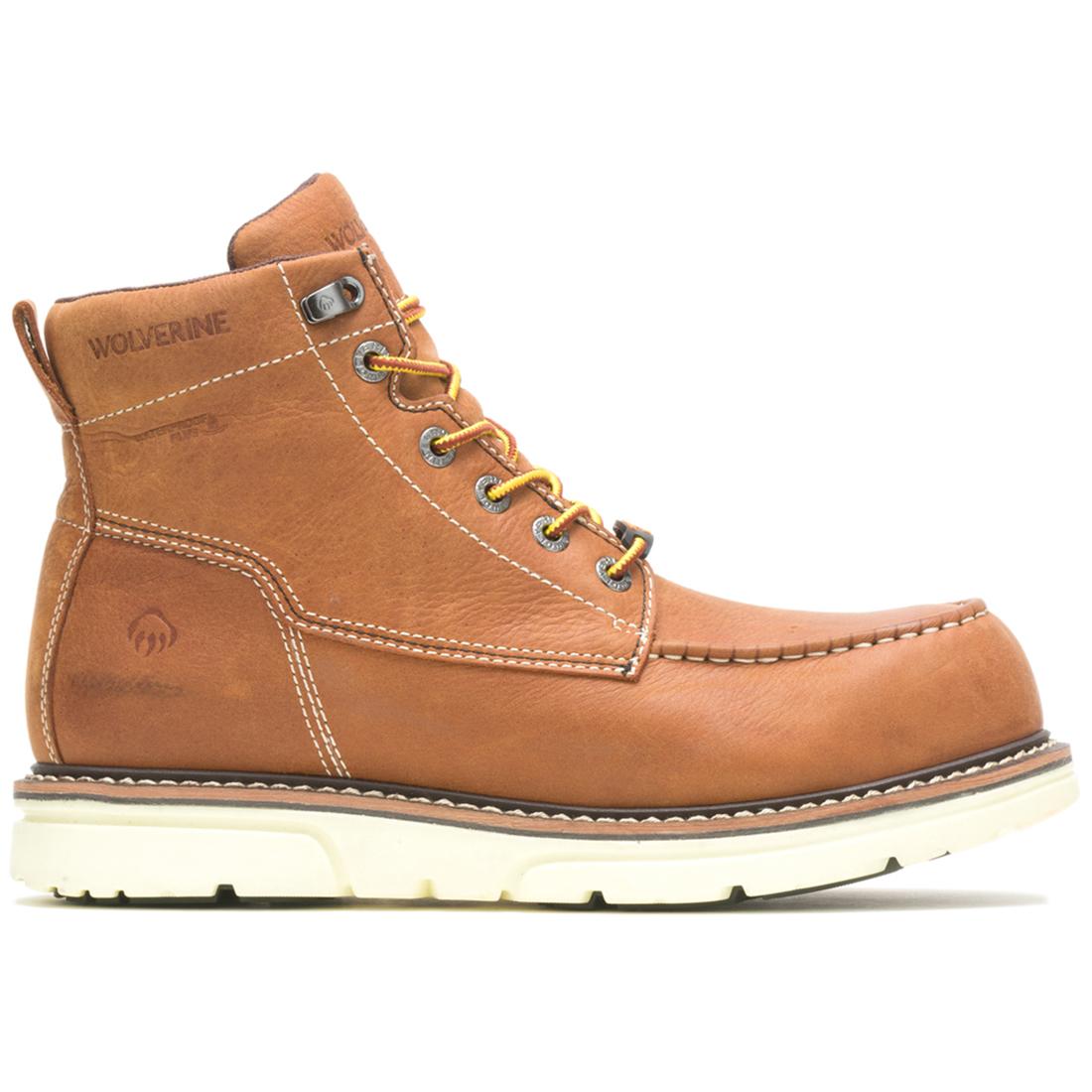 I-90 DuraShocks® 6-Inch Moc Toe Waterproof Work Boots for Men - Soft Toe, Tan - Comfortable Safety Shoes for Construction, Hiking & Outdoor Work