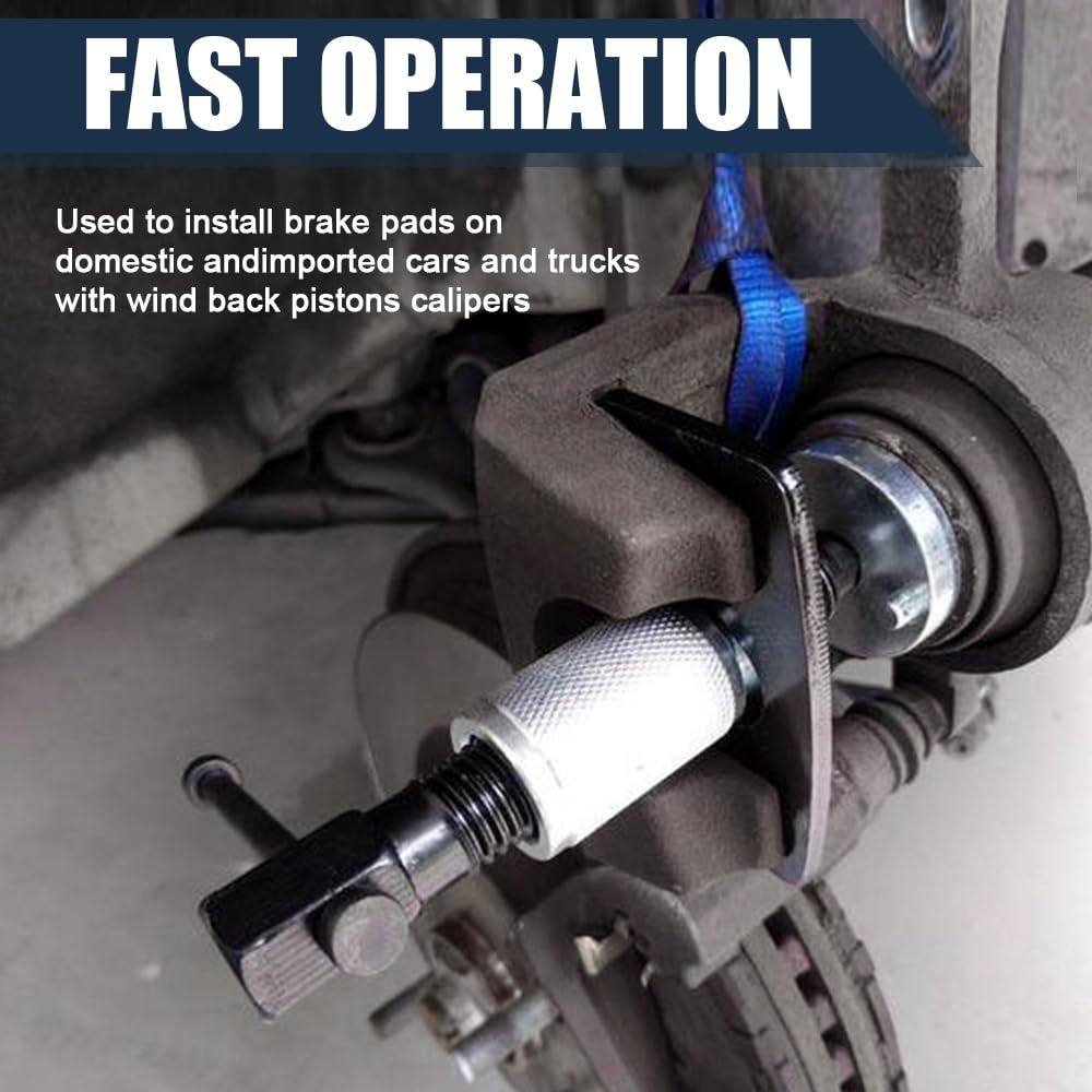 Brake Caliper Piston Rewind Tool Kit - Professional Brake Piston Wind Back Tool Set for Car Rear Brake Pad Replacement - Right Handle Design for Easy Brake Maintenance - Perfect for DIY Mechanics & Auto Repair Shops