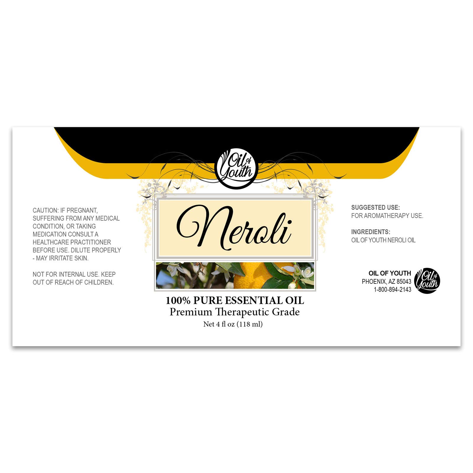 Neroli Essential Oil - 100% Pure Therapeutic Grade, 4 fl oz with Dropper for Aromatherapy, Diffuser, Massage & Skin Care | Perfect for Stress Relief, Sleep Aid & Natural Perfume | Use in Home Spa, Yoga & Meditation