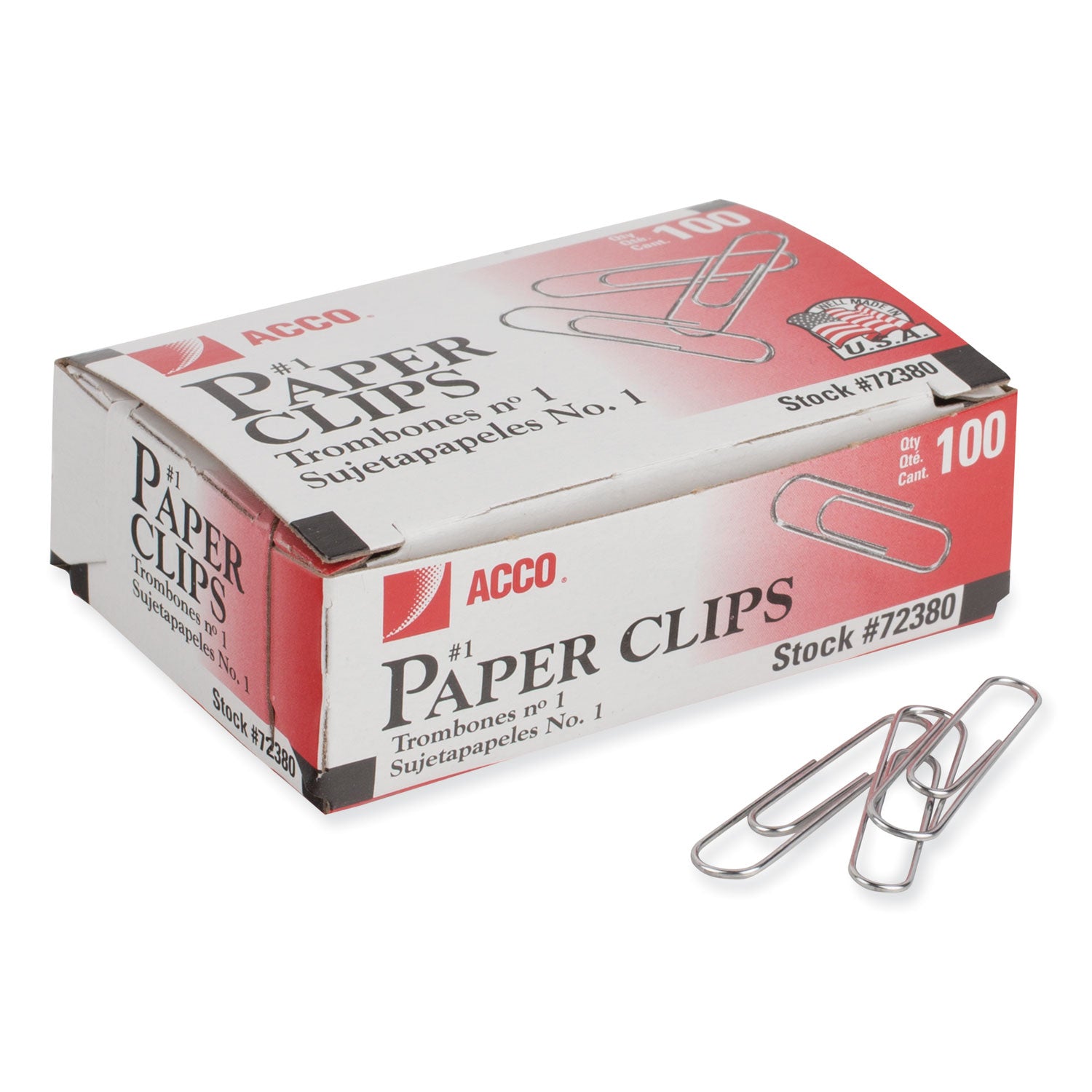 ACCO #1 Smooth Silver Paper Clips - 100 Clips per Box, 10 Boxes per Pack - Perfect for Office, School & Home Organization