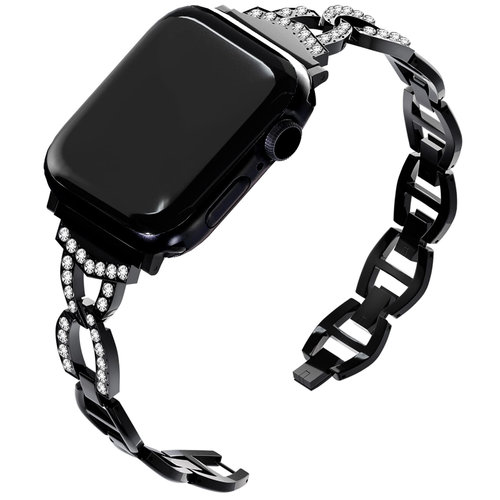 Elegant Rhinestone Jewelry Metal Strap Bracelet for Apple Watch Band 38mm 40mm 41mm 42mm 44mm 45mm 49mm - Compatible with iWatch Series 8/7/6/5/4/3/2/1/SE - Perfect for Women & Girls - Great for Parties, Weddings & Everyday Fashion Accessory