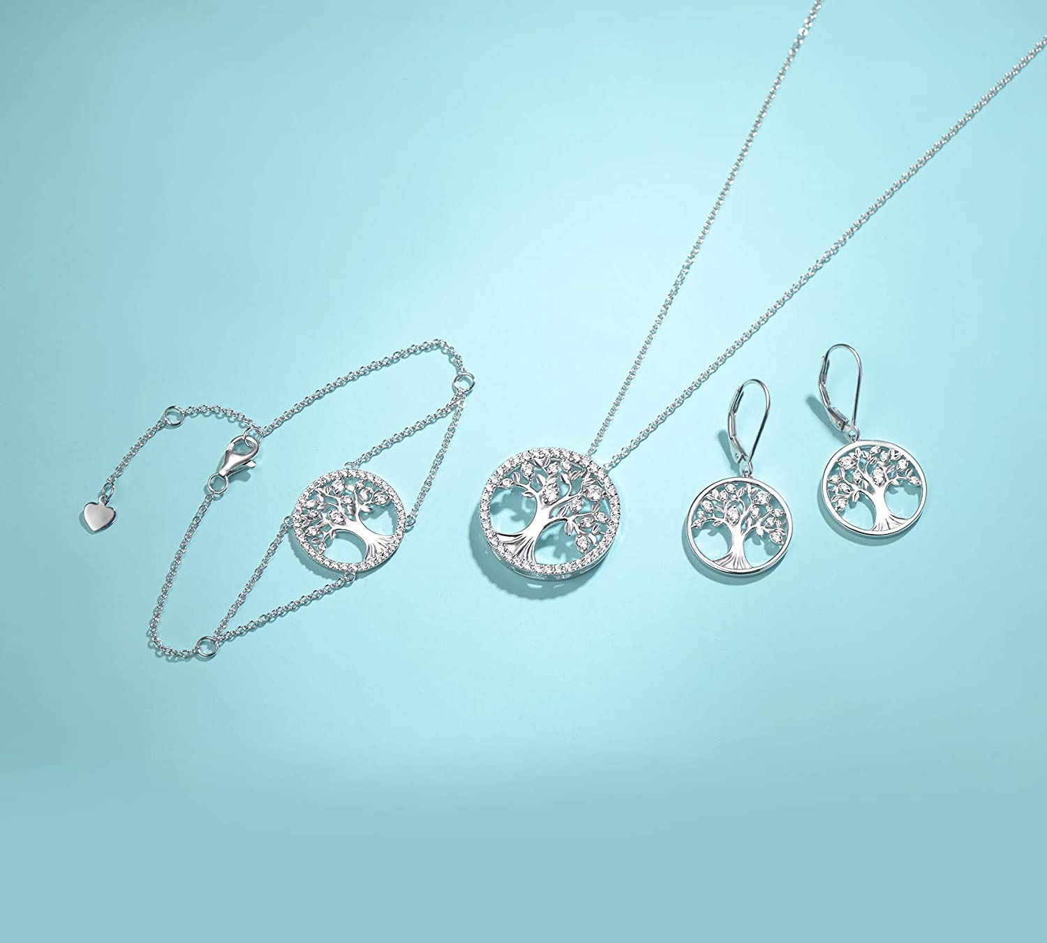 Sterling Silver Tree of Life Earrings for Women - Cubic Zirconia Dangle Drop Earrings, Perfect Gift for Anniversary & Birthday (Wife, Grandma) - Everyday Wear & Special Occasions