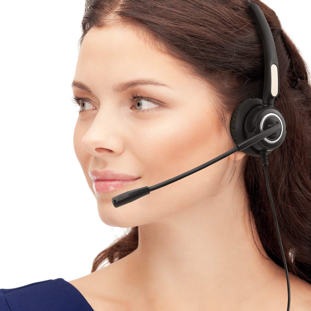 MCHEETA USB Headset with Noise Canceling Microphone - Wired Computer Headset for PC, Laptop, Skype - Perfect for Call Centers, Online Meetings & Gaming