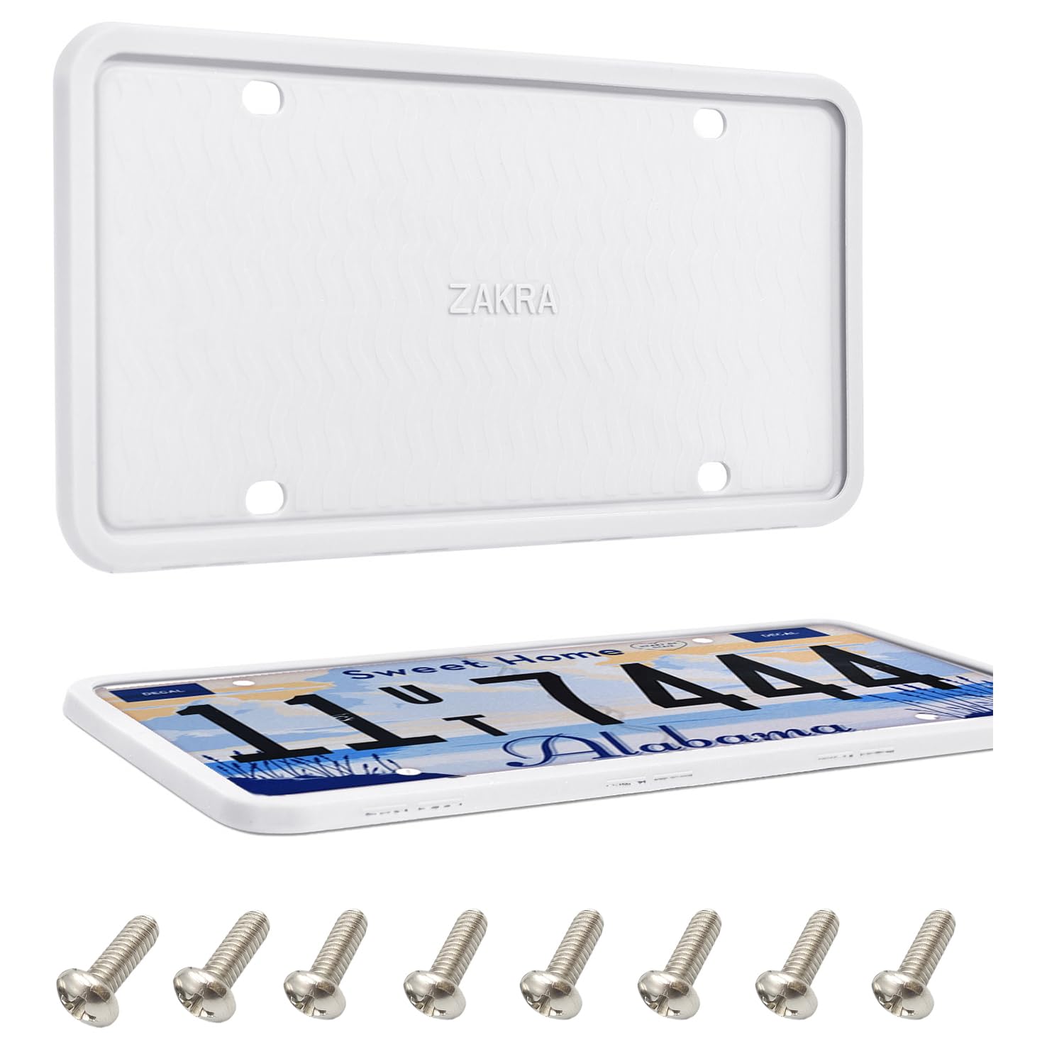 Premium 2-Pack Silicone License Plate Frames - Rustproof, Weatherproof & Rattle-Free (White) | Durable Car Accessories for All Vehicles | Ideal for Daily Commute & Road Trips