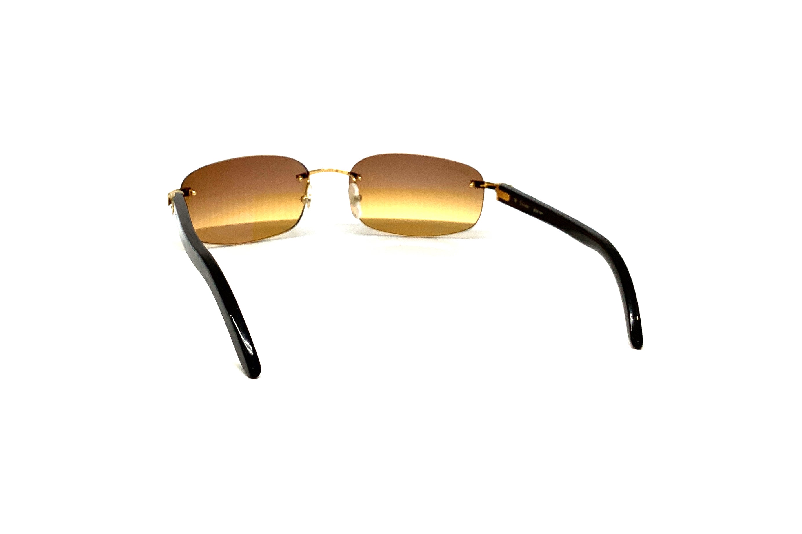 Cartier Trinity de Cartier CT0020RS Sunglasses - Black Buffalo Horn Frame with Brown Gradient Lenses | Luxury Unisex Eyewear for Fashion & Outdoor Protection