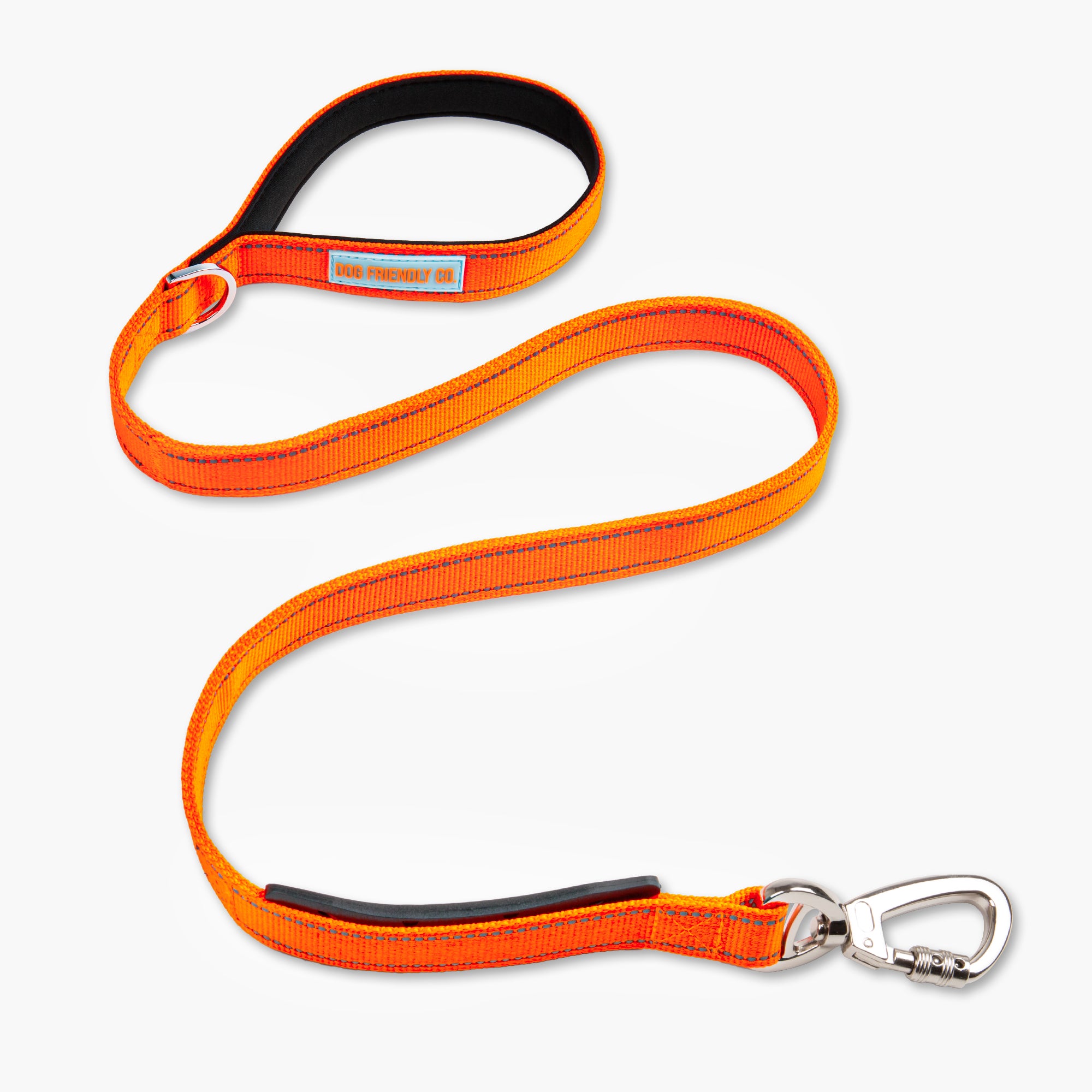 Dog Friendly Co. Classic Reflective Dog Leash - High Visibility Orange for Night Walks & Outdoor Safety