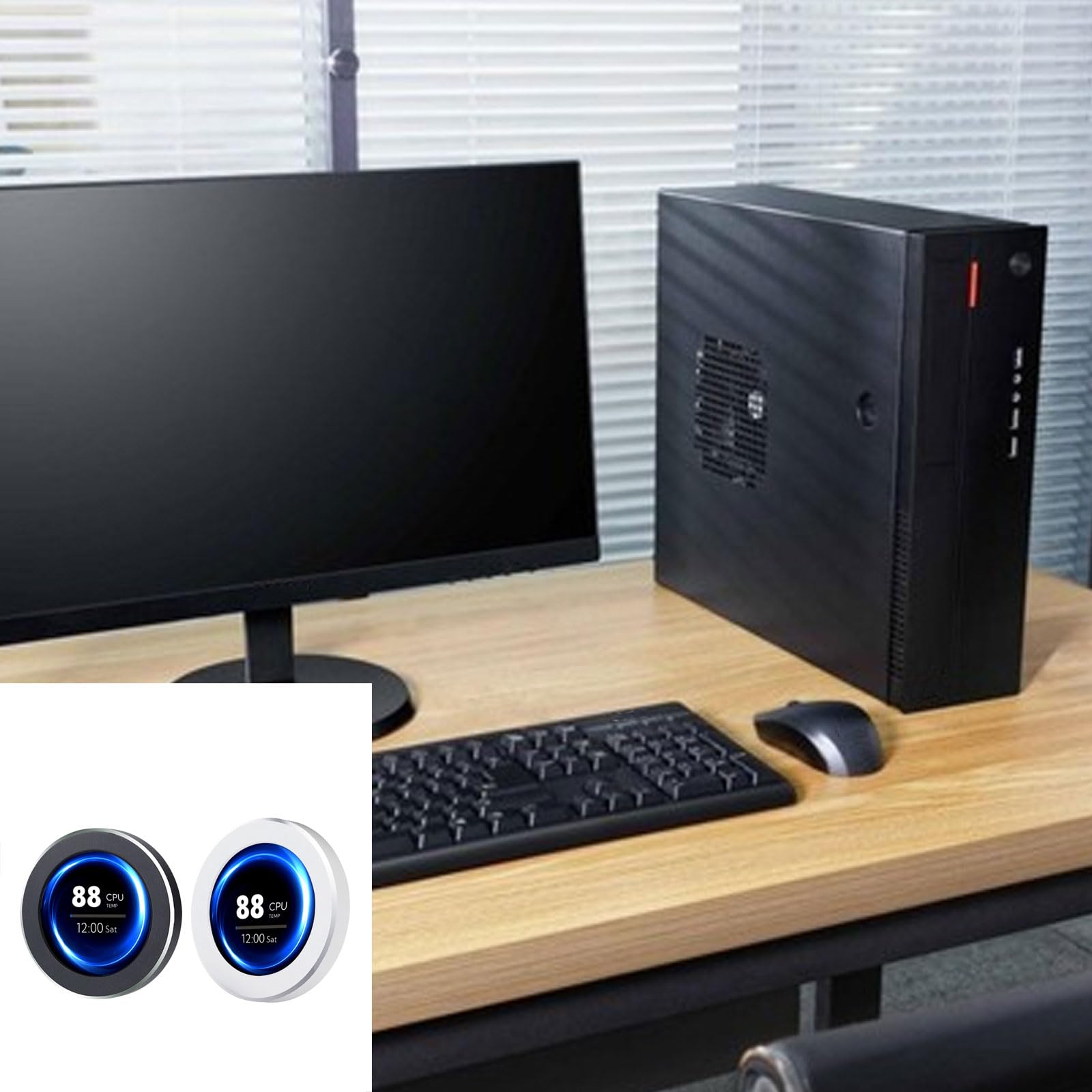 2.8 Inch USB Waterproof Monitor with 480x480 Resolution - Secondary Display Screen with Music Spectrum Analysis for PC, Gaming, and Studio Use