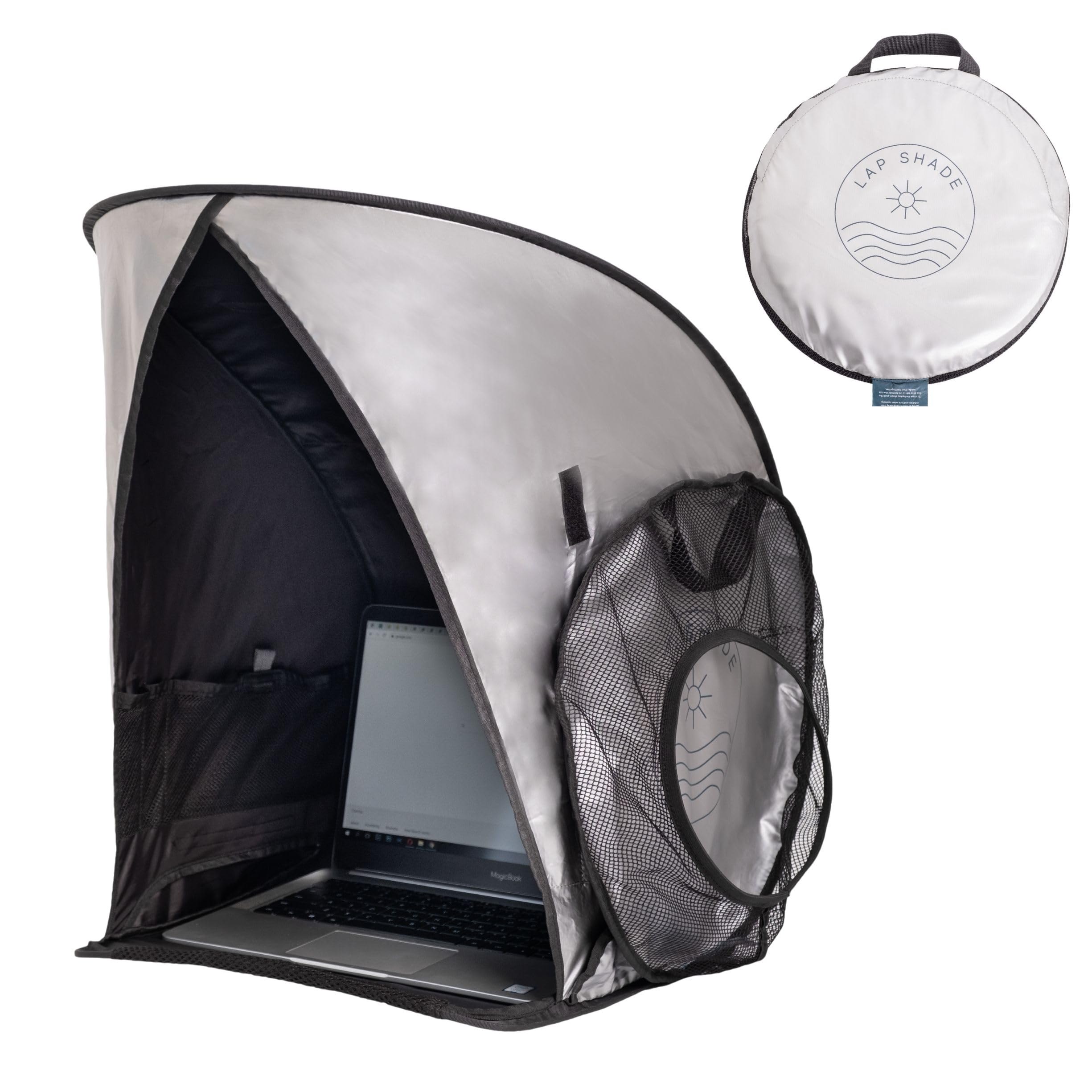 Lap Shade - Sun Reflective Laptop Shade for Outdoor Work | Anti-Glare Screen Cover for Laptop, Tablet & Smartphone | Foldable Portable Sun Shield with Privacy Hood | Perfect for Beach, Park & Remote Work