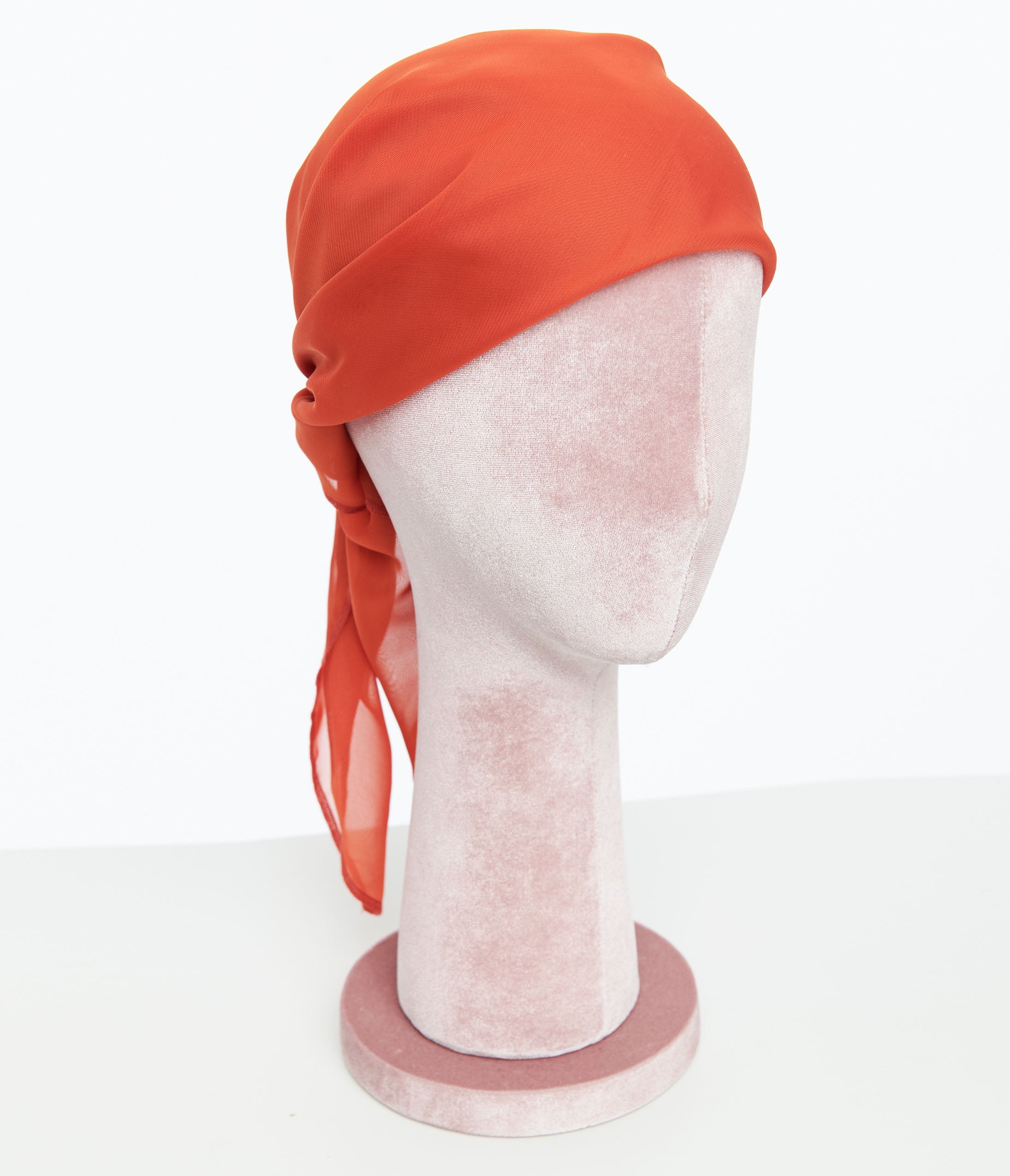 Vintage 1950s Rust Orange Chiffon Hair Scarf - Retro Silk Head Wrap for Women, Fashion Accessory for Parties, Weddings & Everyday Style