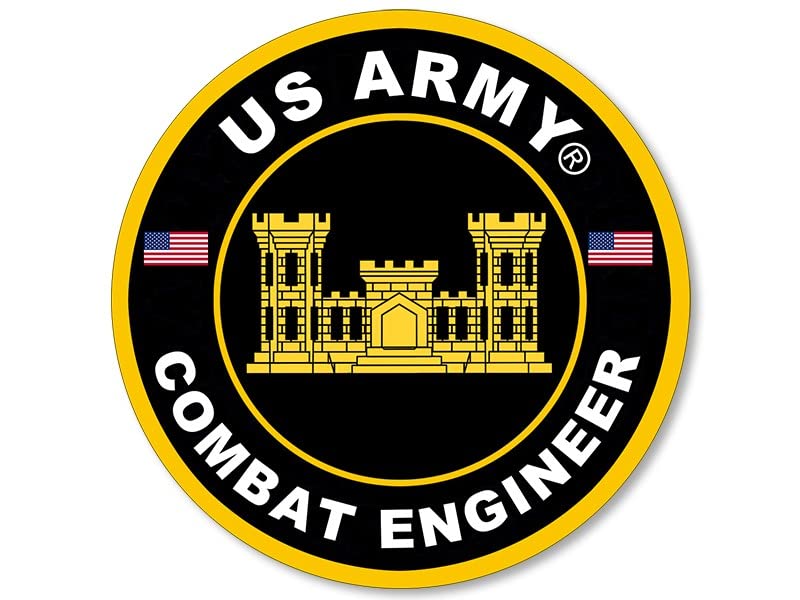 U.S. Army Combat Engineer Sticker - Round Black Corps Castle Vinyl Decal for Cars, Trucks, Laptops & Water Bottles (3 Inch) - Officially Licensed Military Accessory - Perfect for Military Enthusiasts, Veterans & Patriotic Decor