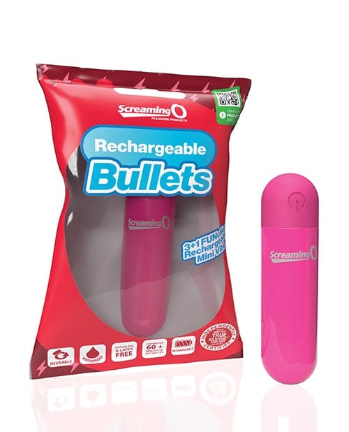 Screaming O Rechargeable Bullet Vibrator - Pink | Powerful Mini Massager for Couples & Solo Play | Perfect for Sensual Massage, Foreplay & Intimate Moments