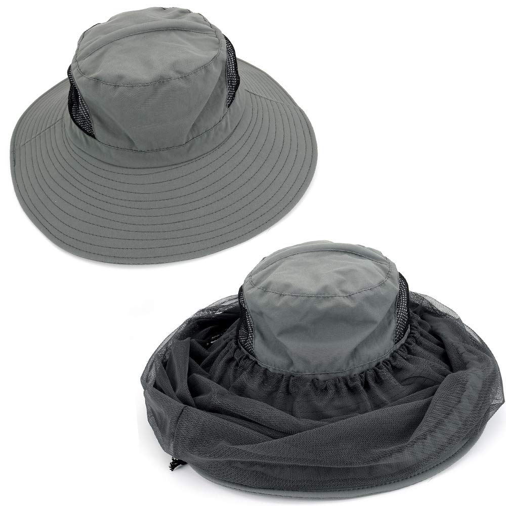 2 Pack UPF 50+ Sun Protection Hats for Men & Women - Wide Brim Outdoor Hats for Gardening, Hiking, Fishing, Beach, Camping & Summer Activities