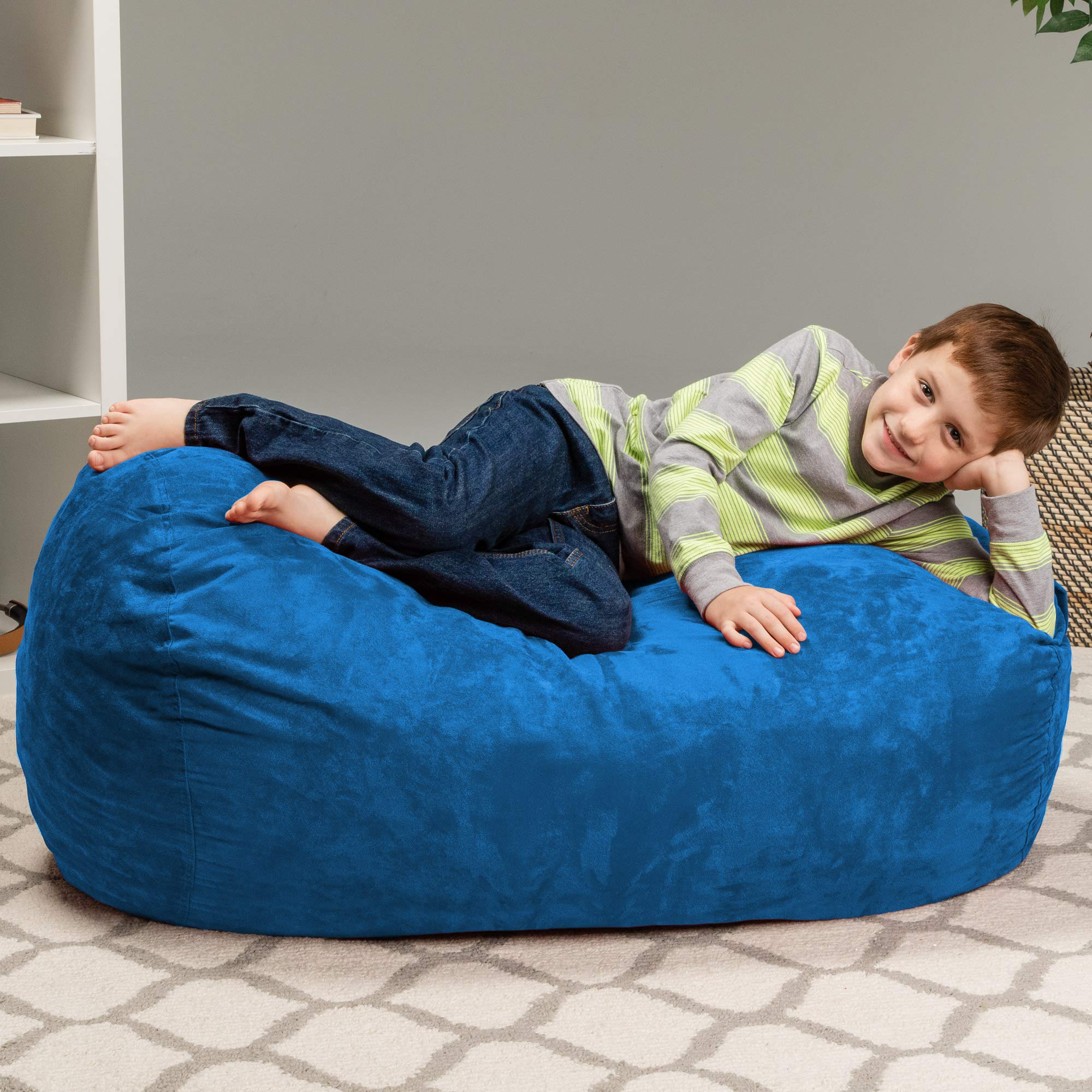 Chill Sack Kids Memory Foam Bean Bag Chair - Ultra Soft Royal Blue Lounger for Boys & Girls - Perfect for Bedroom, Playroom & Game Room Relaxation