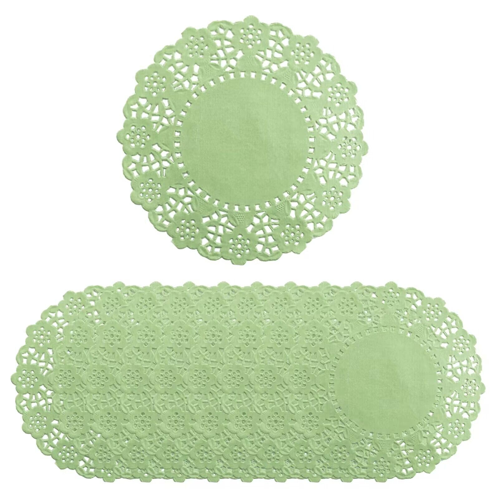 200-Pack 4.5 Inch Olive Green Round Paper Doilies - Decorative Disposable Placemats for Weddings, Parties, Crafts & Tableware Plate Decorations - Perfect for DIY Projects, Dessert Displays, and Vintage-Themed Events