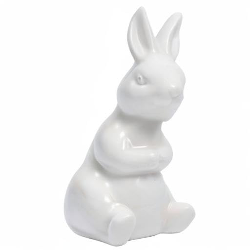 White Ceramic Bunny Rabbit Statue - Mini Animal Figurine for Home Decor, Desktop Decoration, Bedroom & Living Room Accent - Perfect for Easter Decor, Spring Centerpiece, and Gift Giving