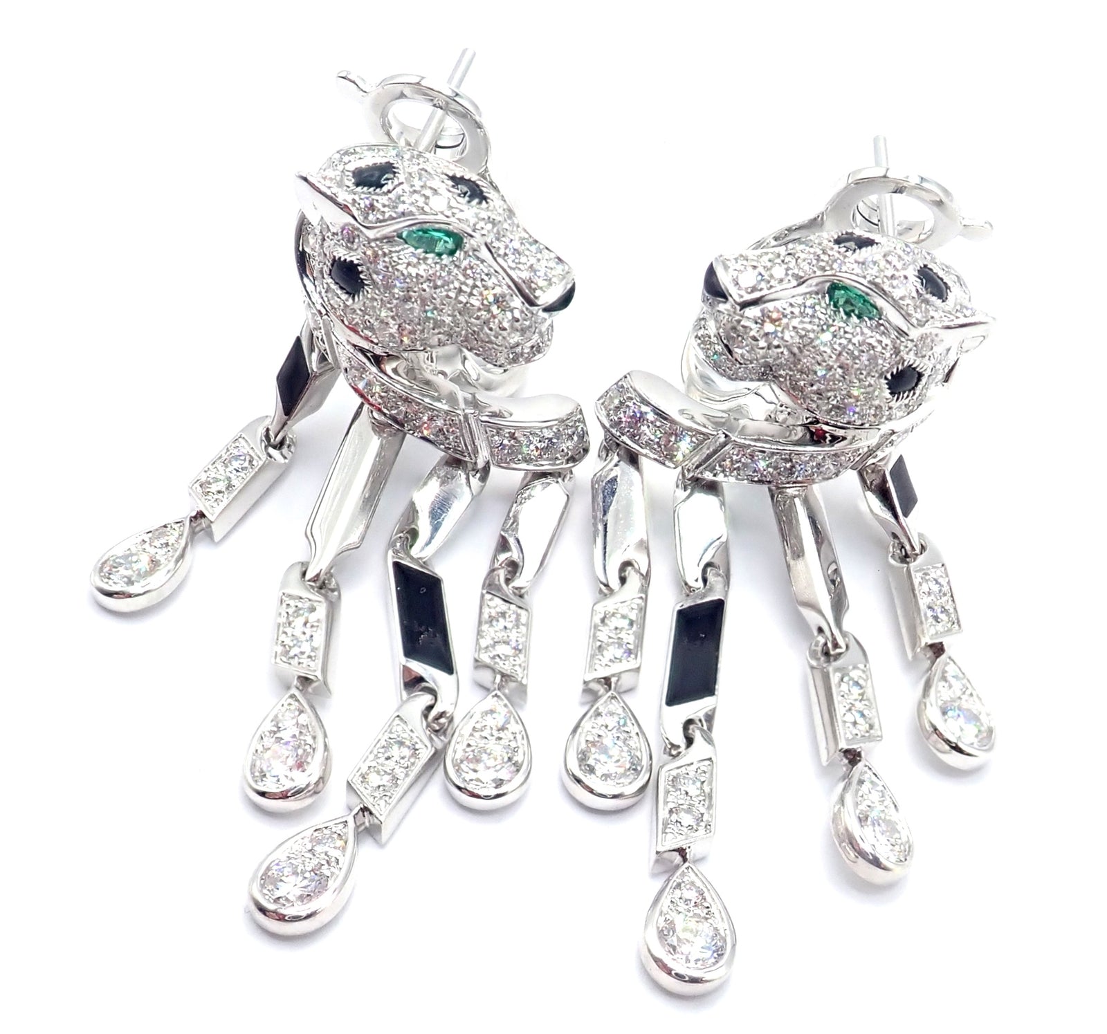 Authentic Cartier Panthere Panther 18k White Gold Diamond Black Onyx Earrings for Women | Luxury Jewelry Gift for Anniversary, Birthday & Special Occasions
